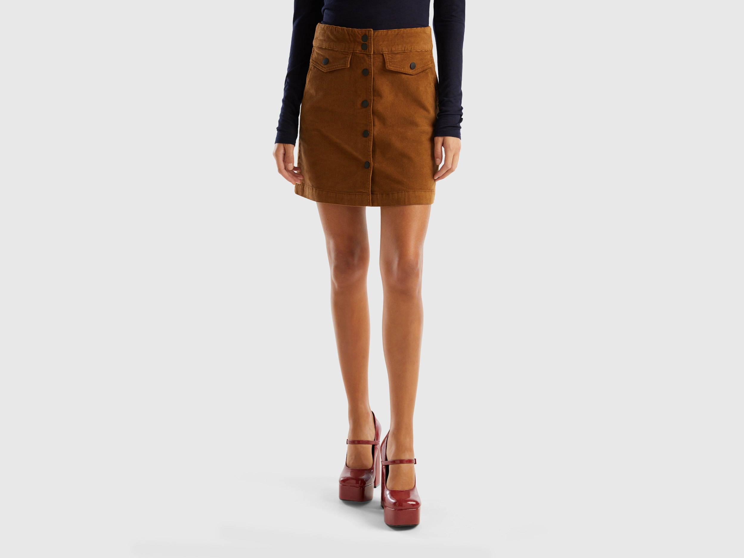 Benetton, Velvet Mini Skirt, size 18, Camel, Women