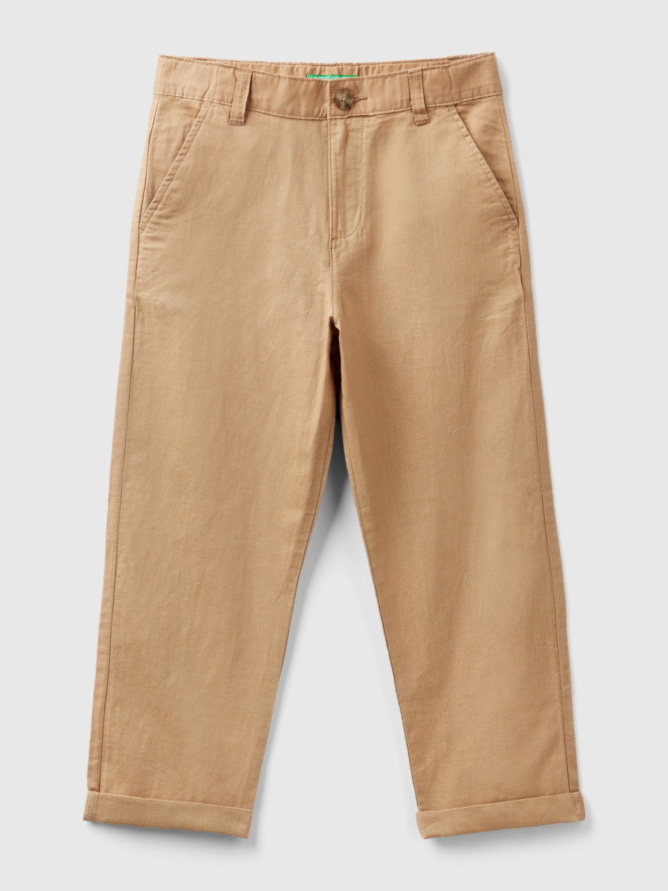 Benetton, Hose Aus Leinenmischung In Relaxed Fit, Camel, male