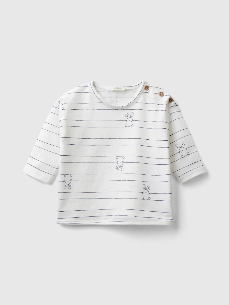 Benetton, Long Sleeve Patterned T-shirt, White, Kids