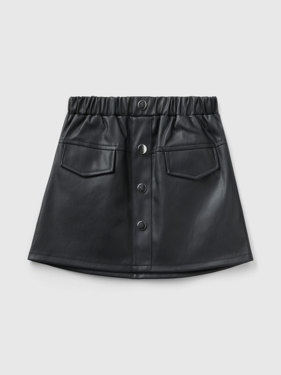 Benetton, Miniskirt In Imitation Leather, Black, Kids