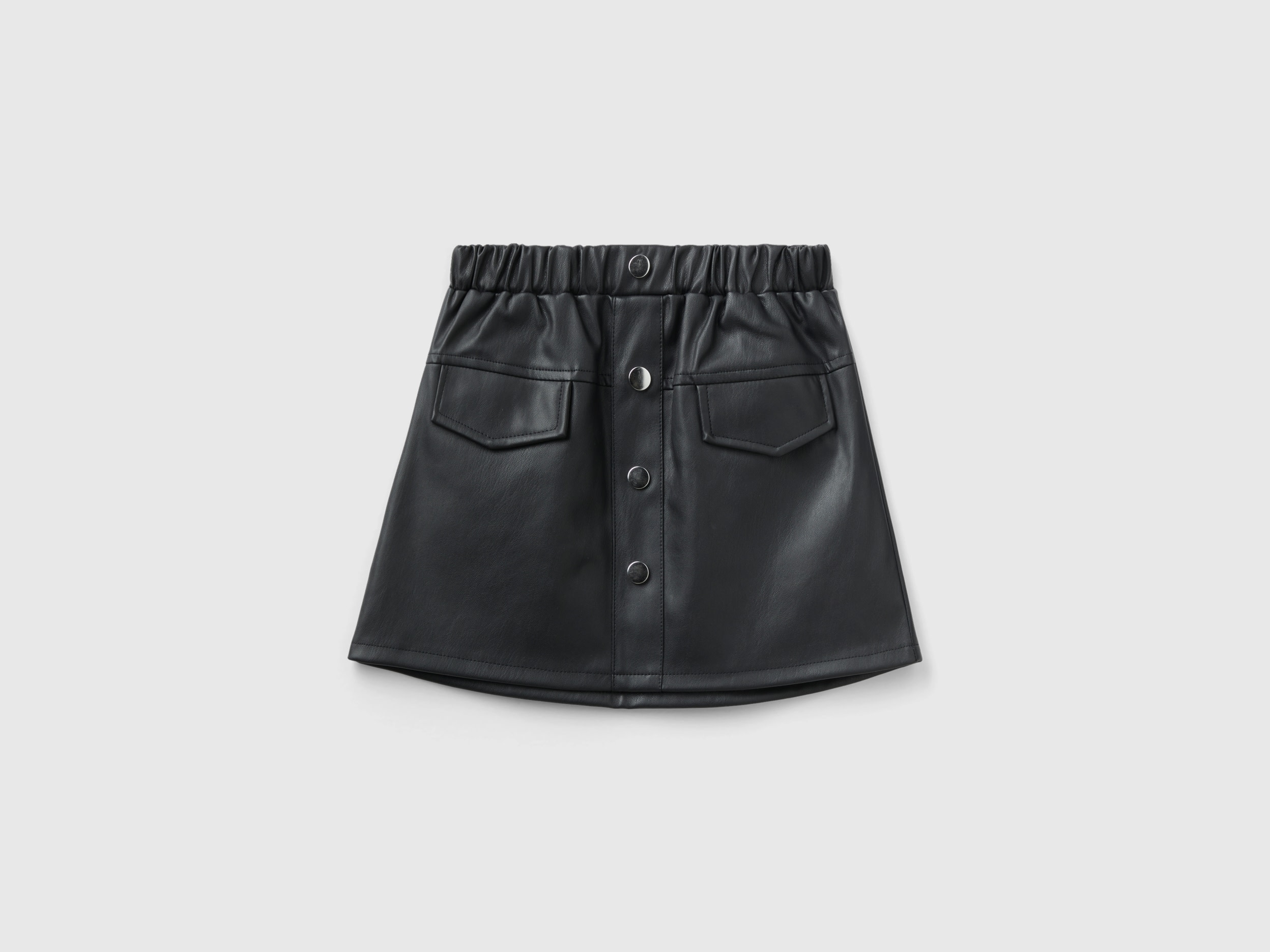 Benetton, Miniskirt In Imitation Leather, size 4-5, Black, Kids