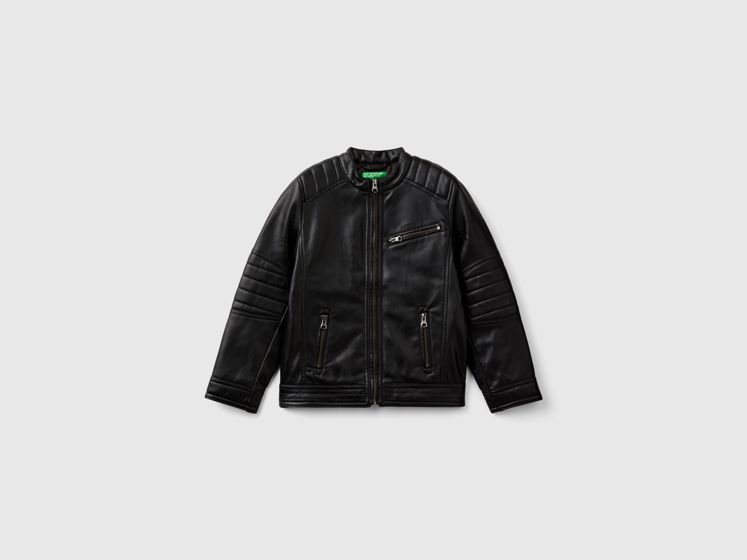 Benetton, Giacca In Tessuto Spalmato, Nero, Bambini