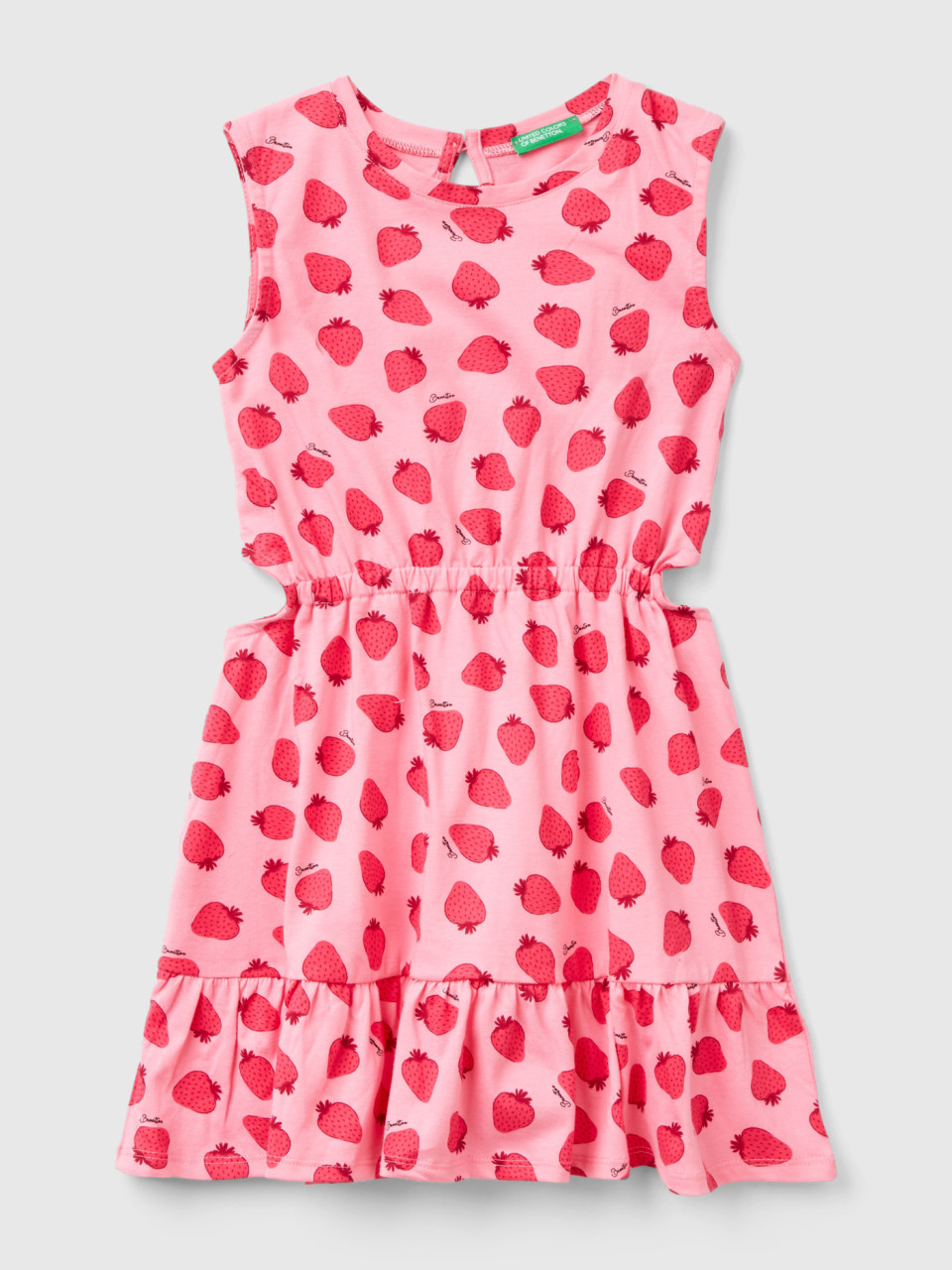 Benetton, Pink Dress With Strawberry Print, Pink, Kids