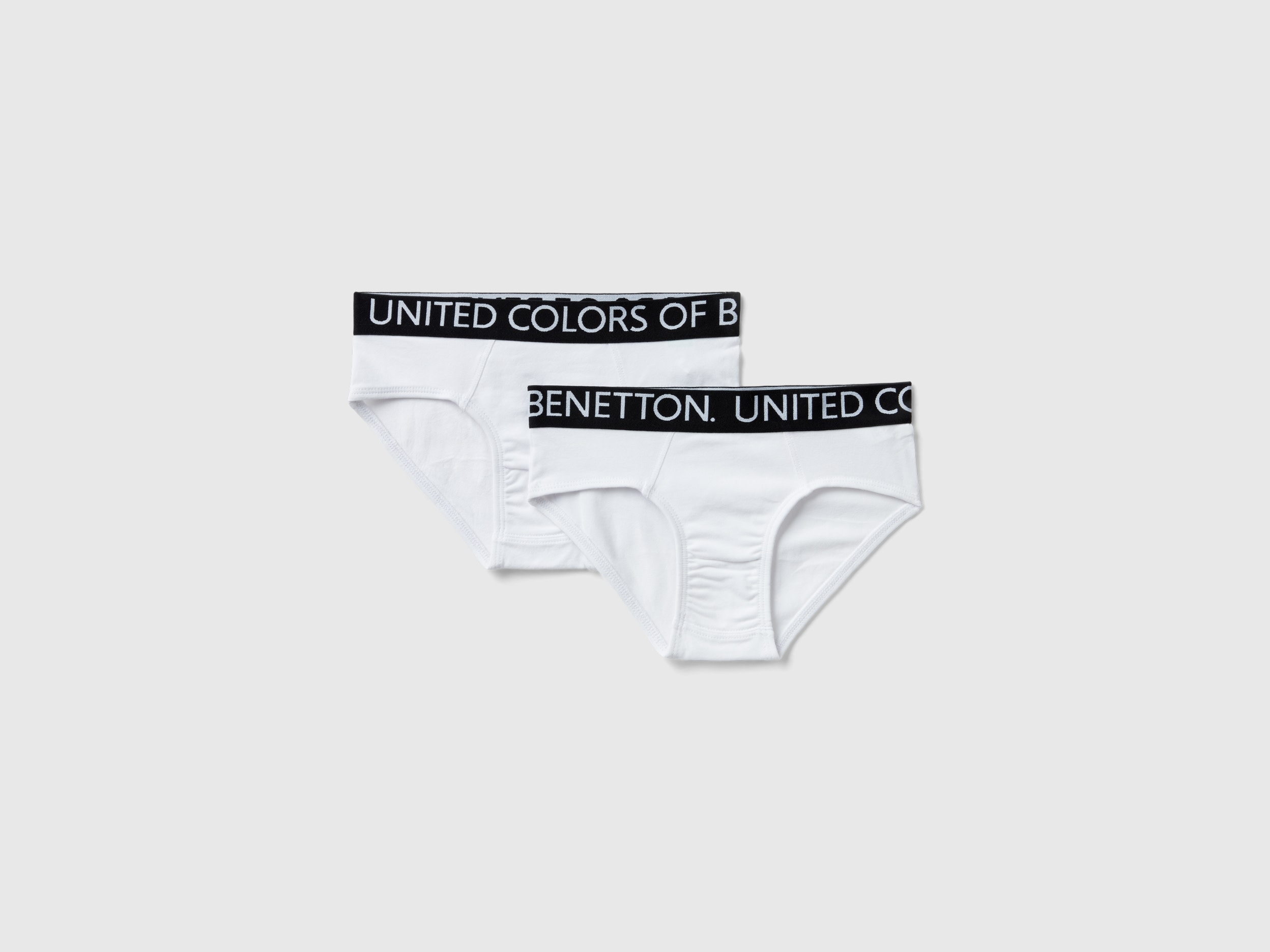 Image of Benetton, Two Briefs With Logoed Elastic, size 3XL, White, Kids