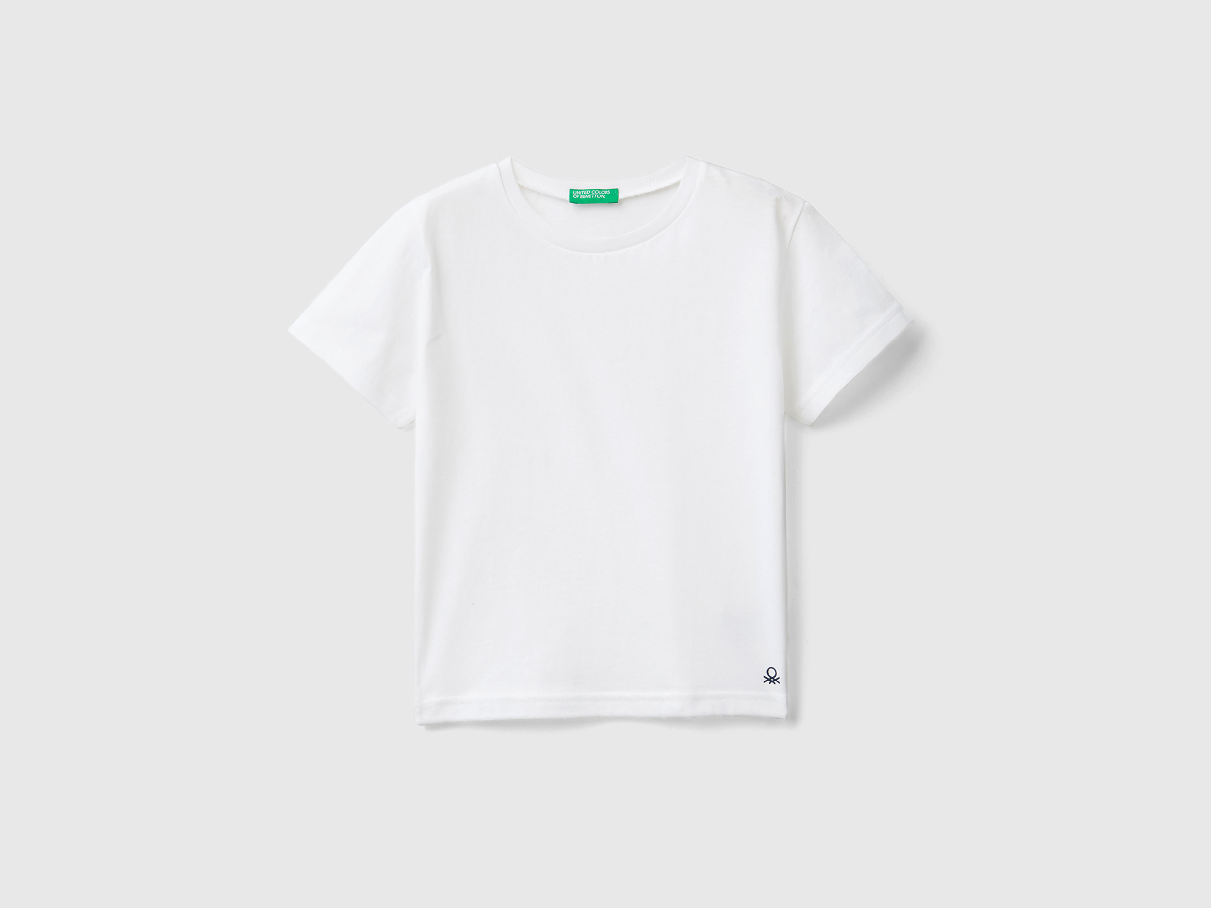 Image of Benetton, T-shirt In Organic Cotton, size 110, White, Kids
