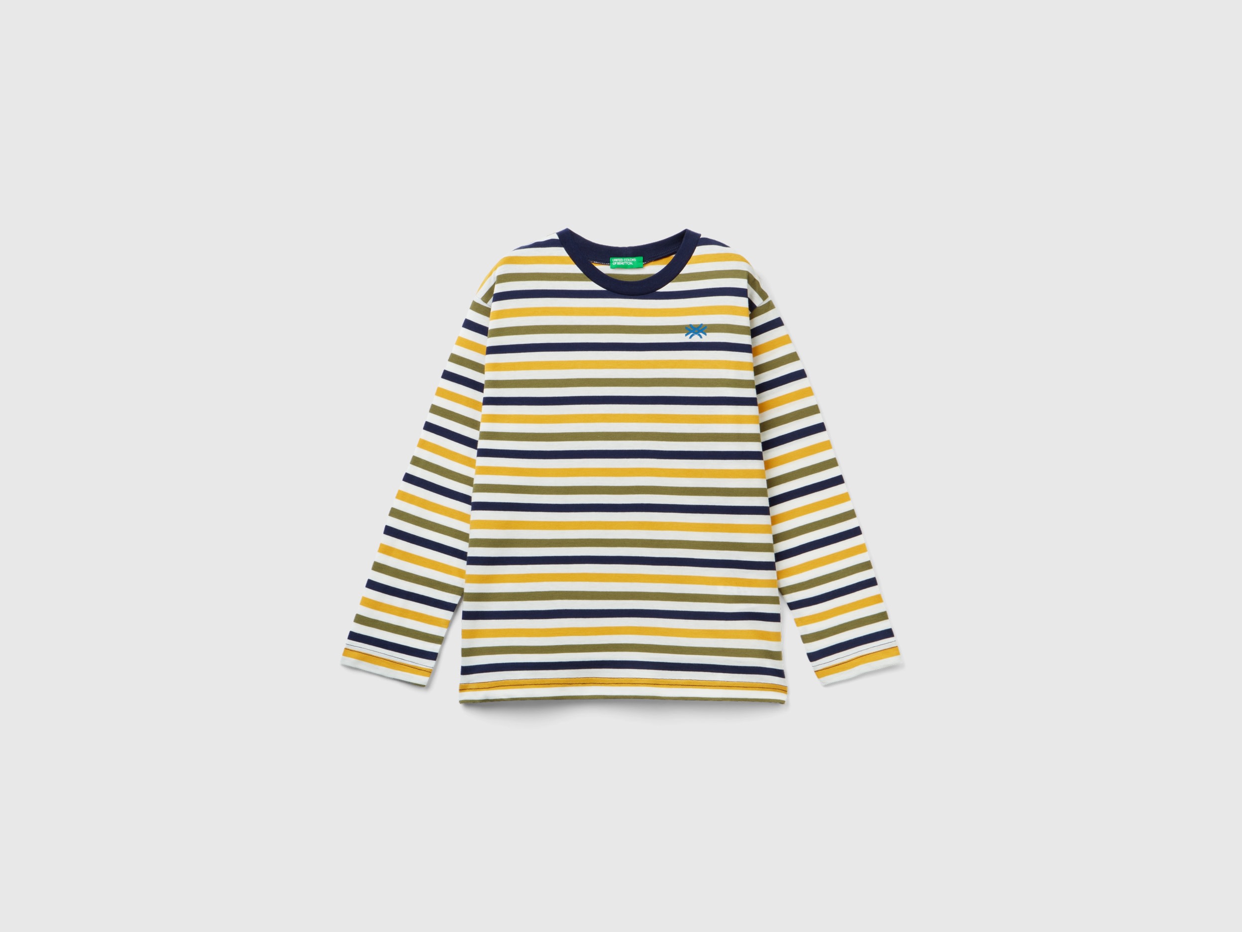 Benetton, Striped T-shirt In 100% Cotton, size 3XL, Yellow, Kids