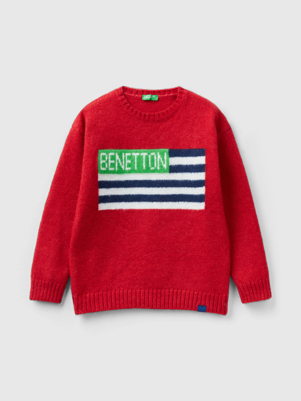 Benetton, Sweater With Flag Inlay, Red, Kids