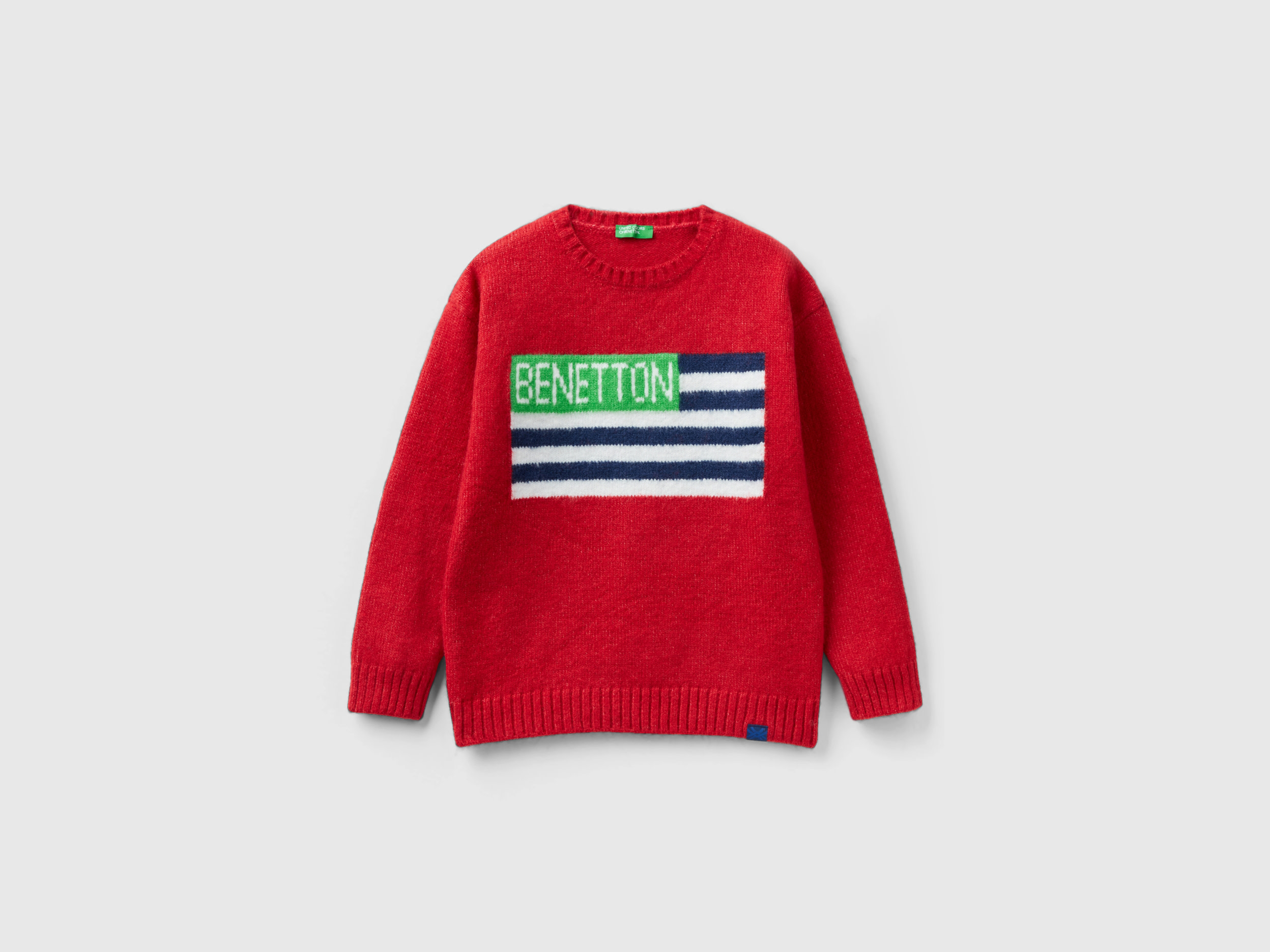 Benetton, Sweater With Flag Inlay, size XL, Red, Kids