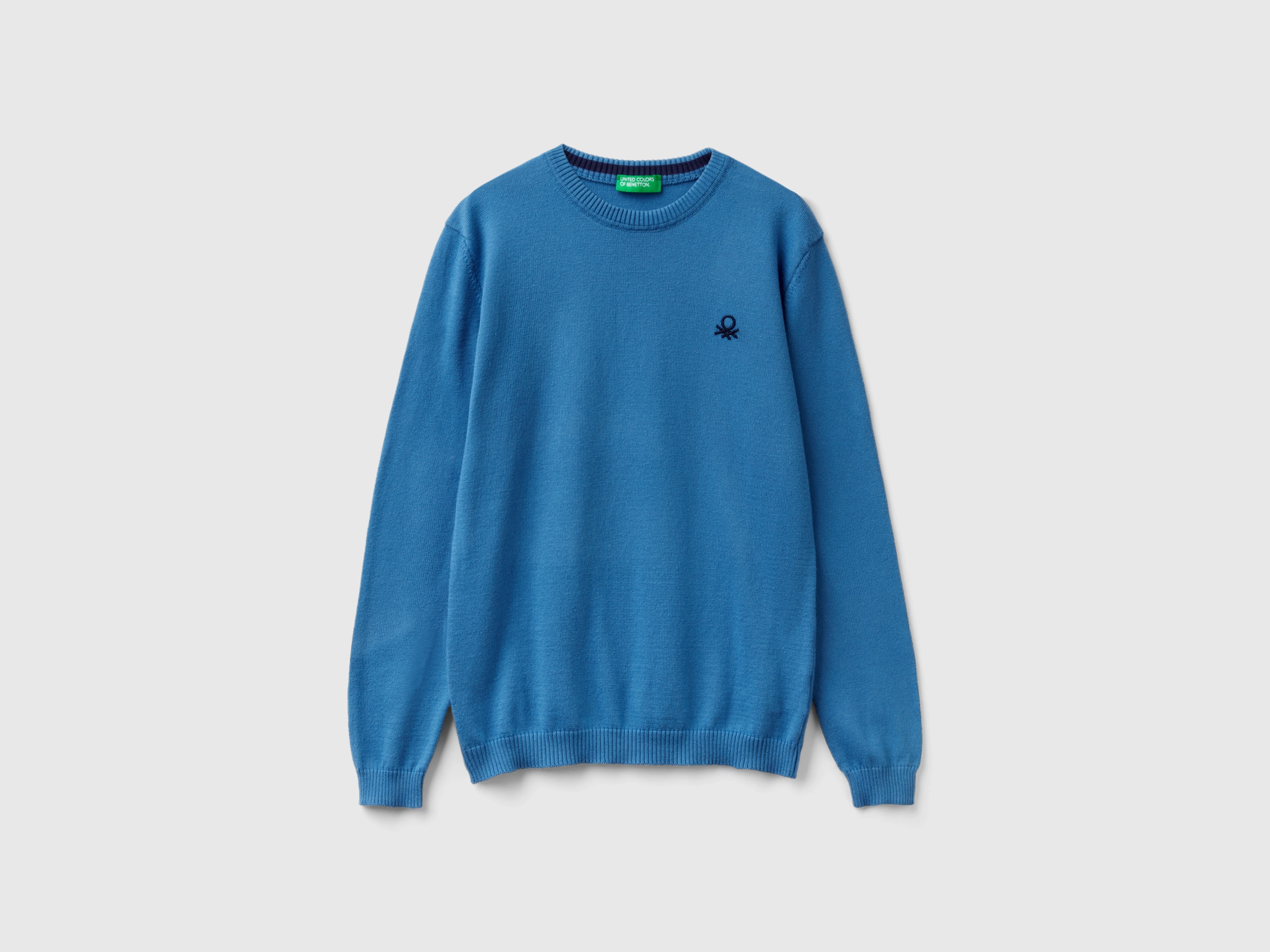 Benetton, Sweater In Pure Cotton With Logo, size M, Blue, Kids