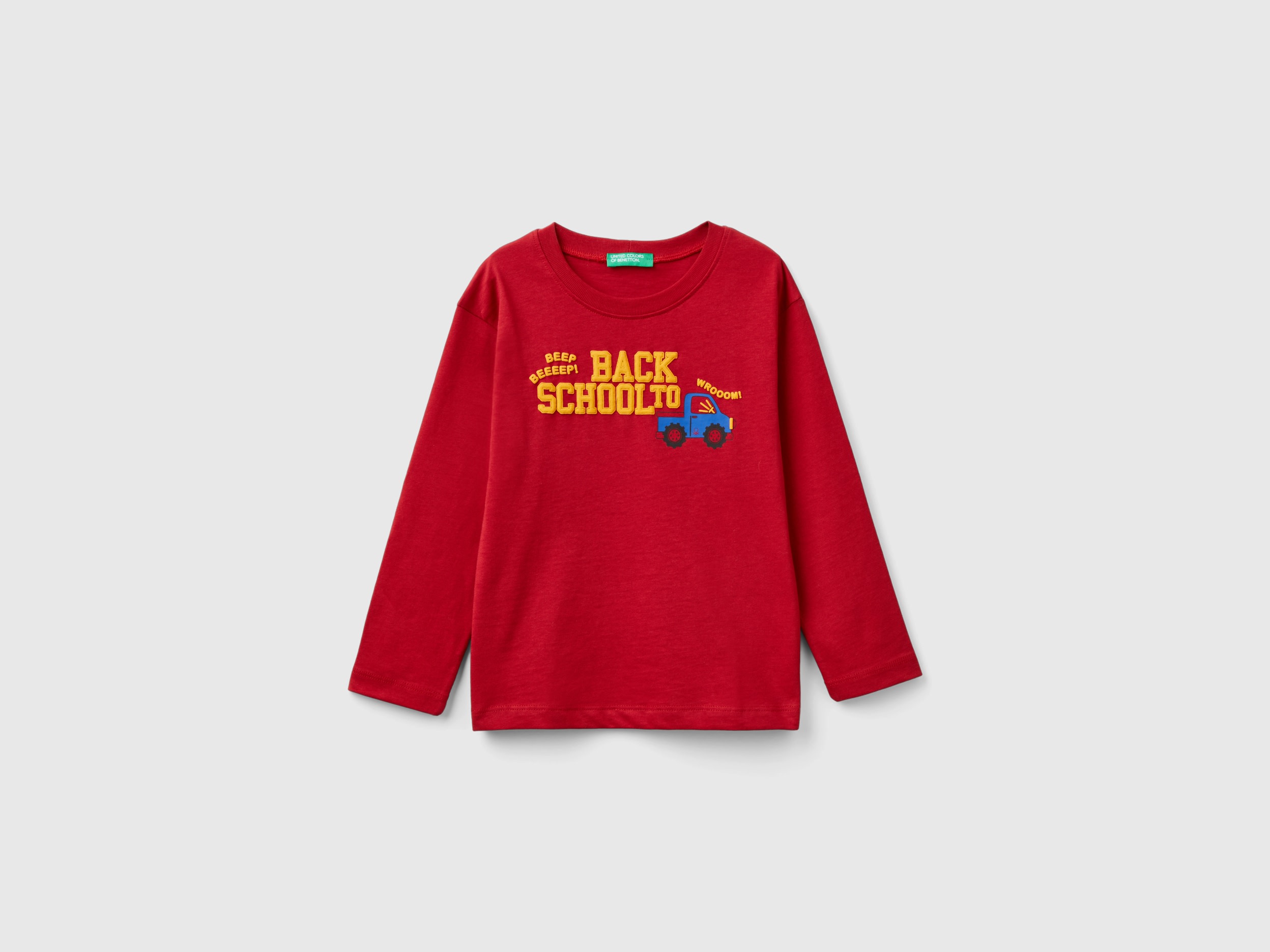 Benetton, Maglietta Con Stampa In Cotone Bio, Rosso, Bambini