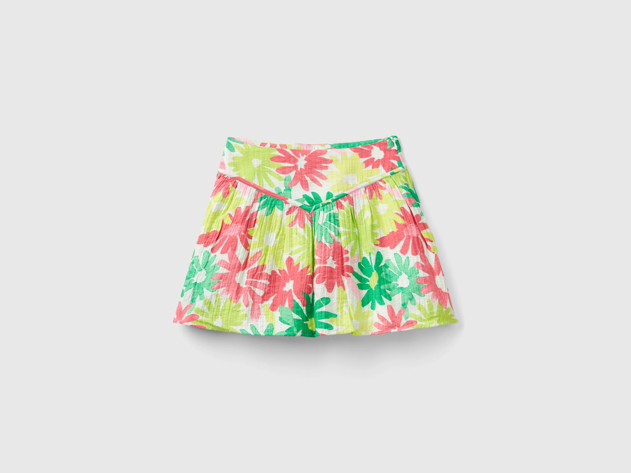 Benetton, Gonna Fluida A Fiori, Multicolore, Bambini