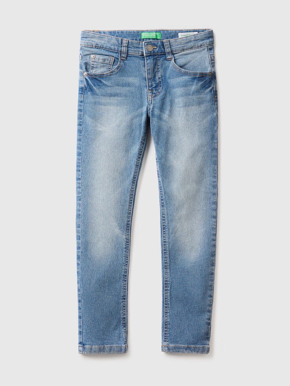 Benetton, Five-pocket Skinny Fit Jeans, Air Force Blue, Kids