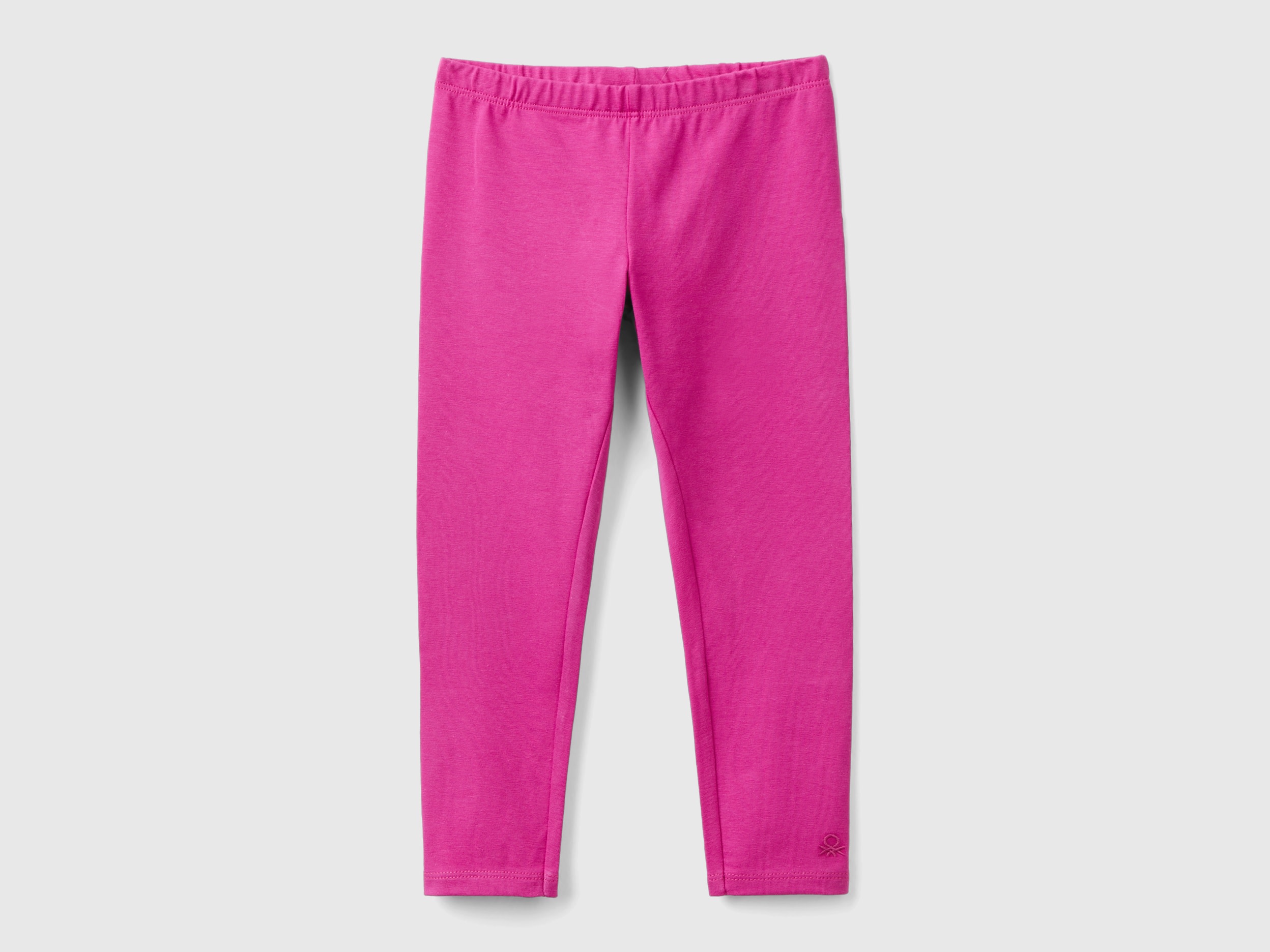 Benetton, Leggings In Cotone Stretch, Fucsia, Bambini