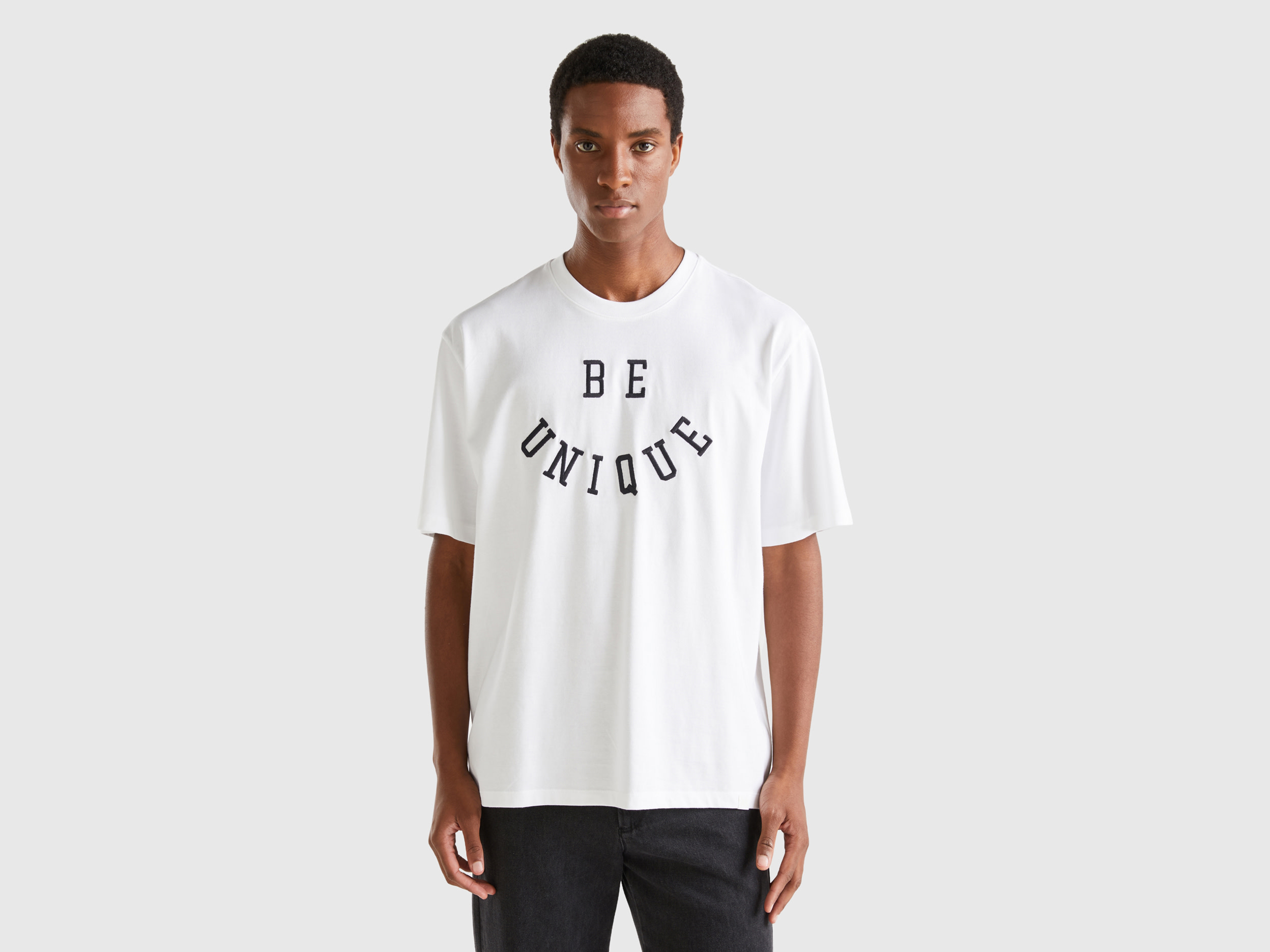 Benetton, T-shirt With Slogan Print, size XXL, White, Men