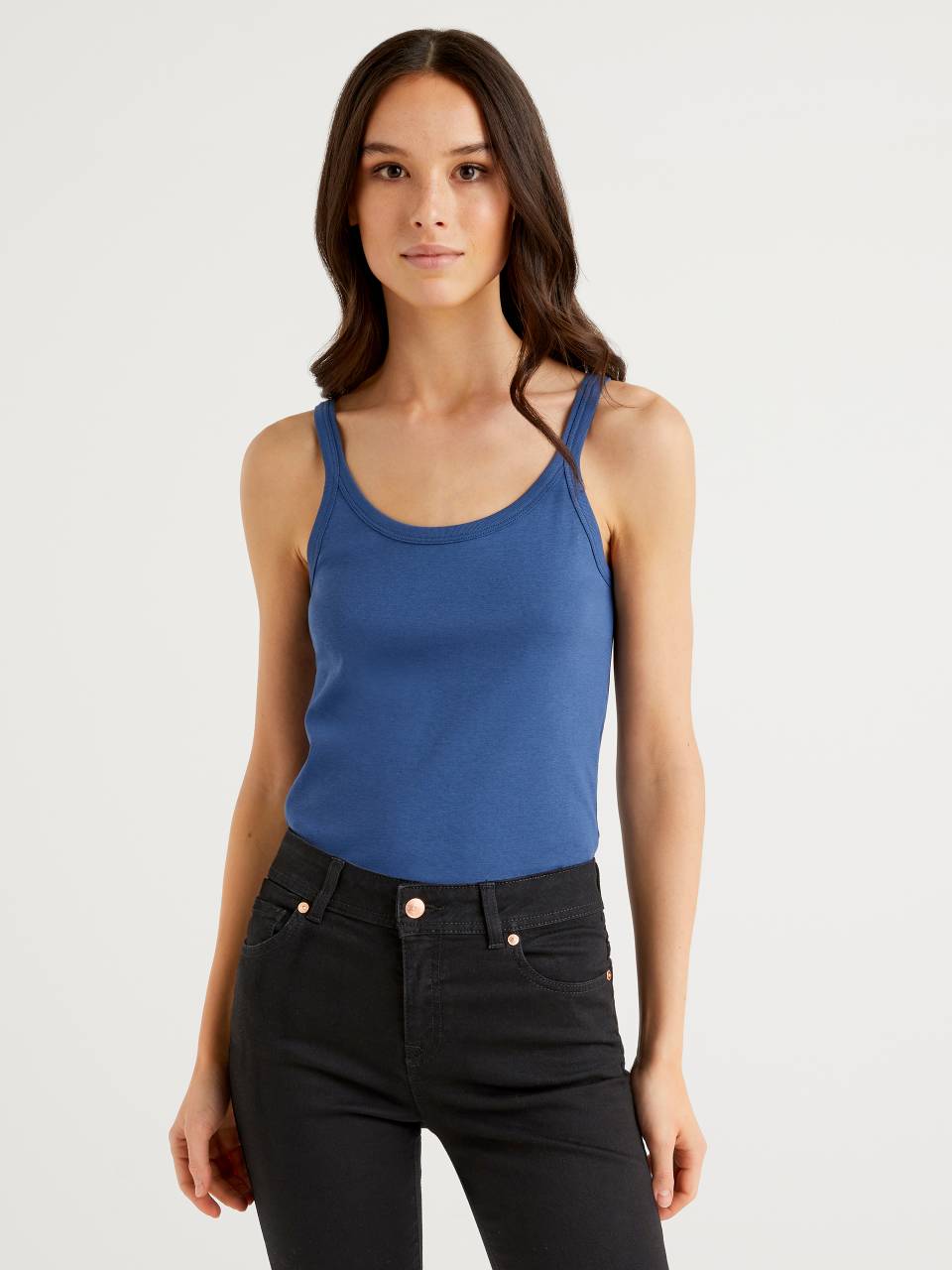 Benetton Blue tank top in pure cotton. 1