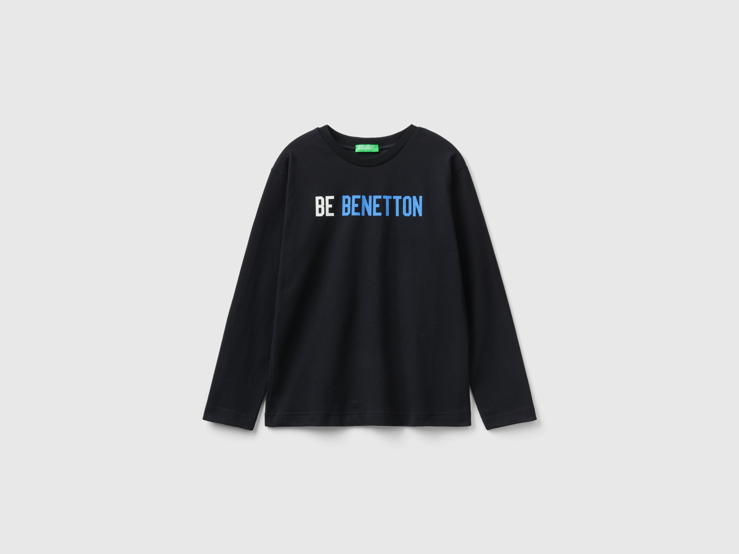 Benetton, Warm T-shirt With Logo Print, size 2XL, Black, Kids