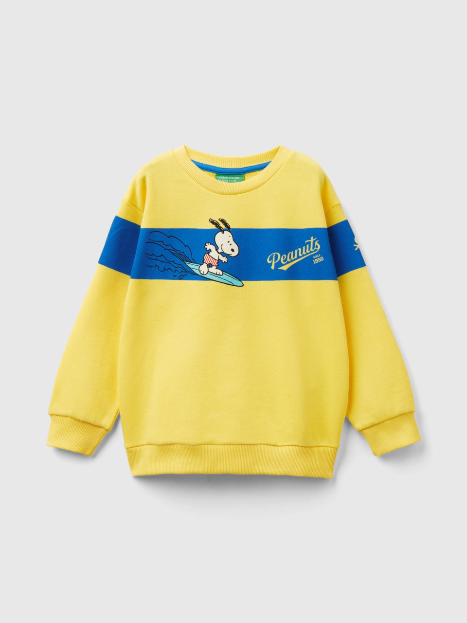 Benetton, ©peanuts Sweatshirt With Stripes, Yellow, Kids
