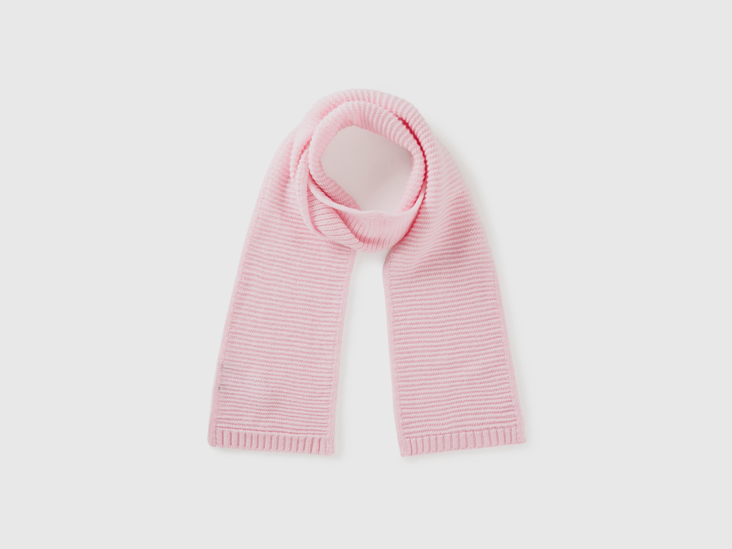 Benetton, Sciarpa Lavorata In Misto Lana Stretch, Rosa, Bambini