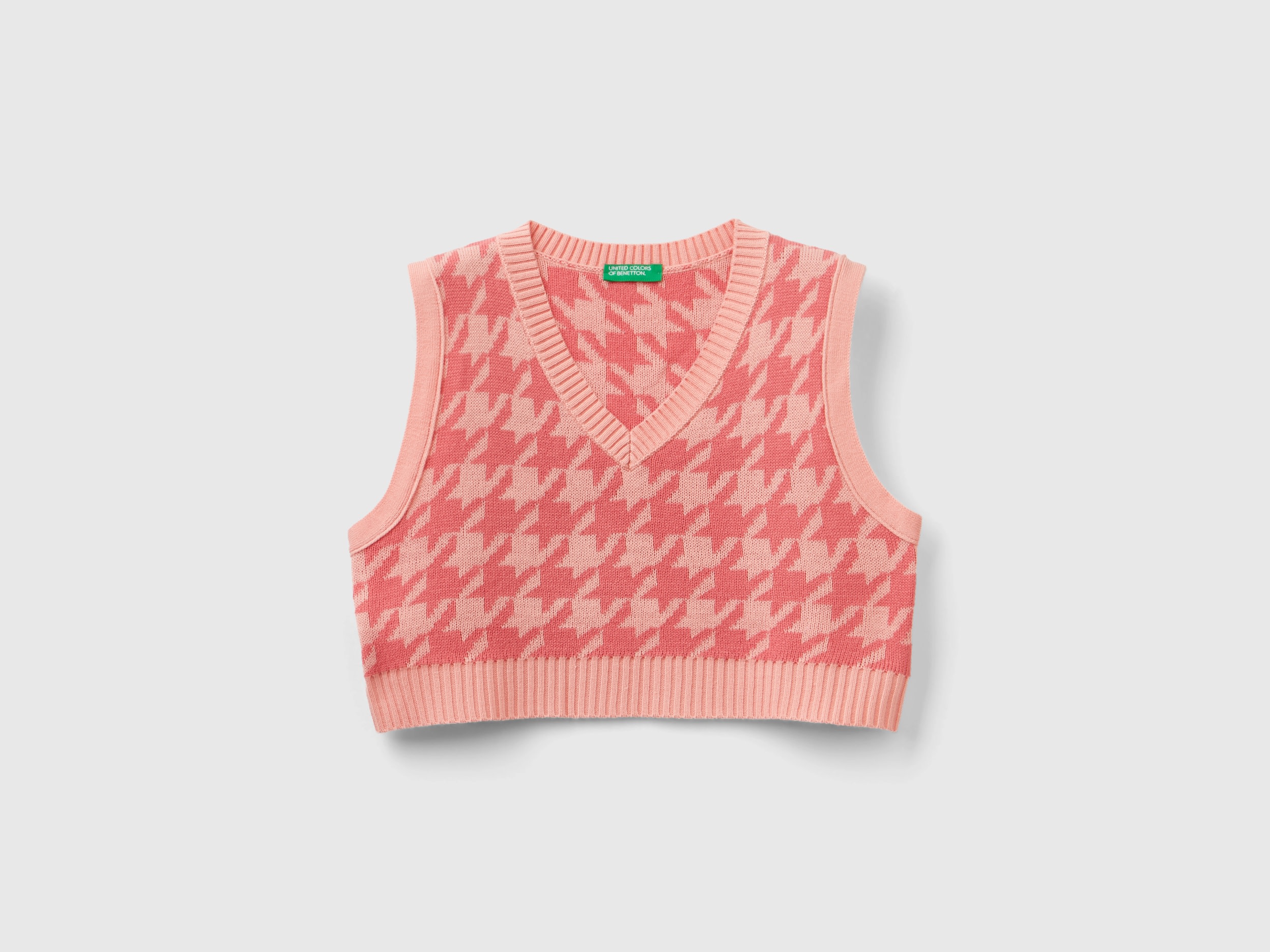 Benetton, Cropped Houndstooth Vest, size 3XL, Pink, Kids