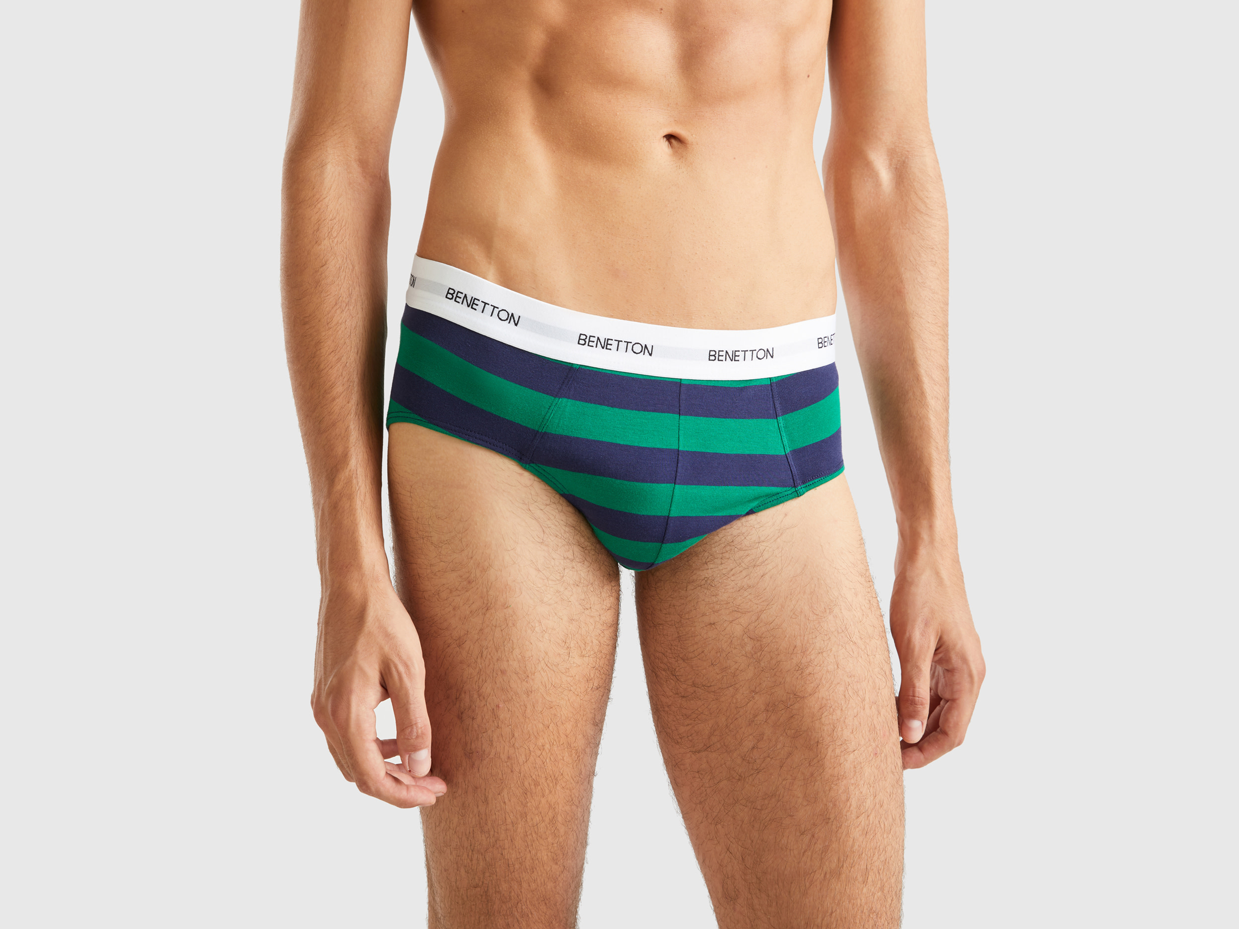 Benetton, Striped Underwear In Stretch Organic Cotton, size M, Multi-color, Men