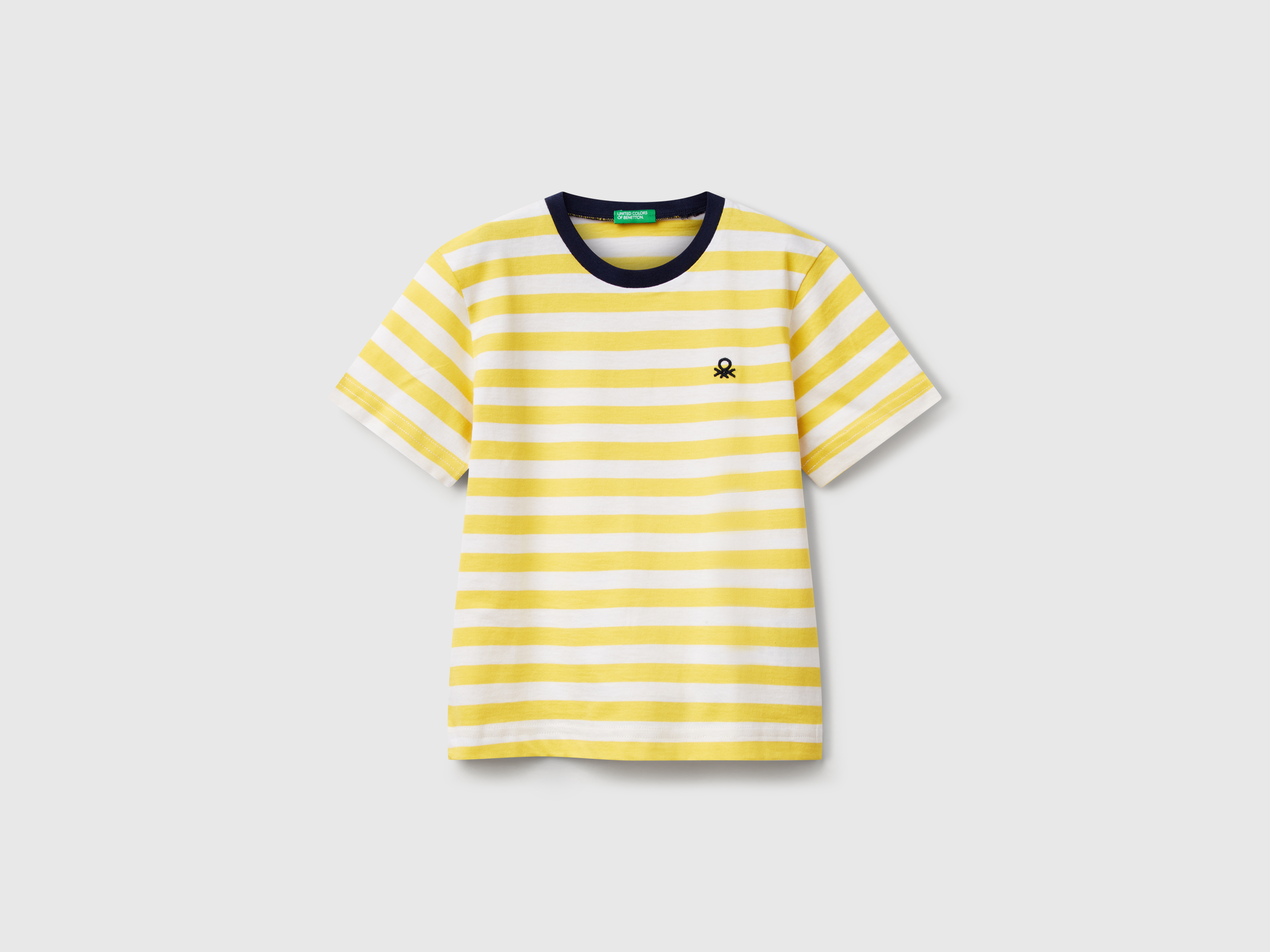 Benetton, Gestreiftes T-shirt Aus 100 % Baumwolle, size 116, Gelb, male