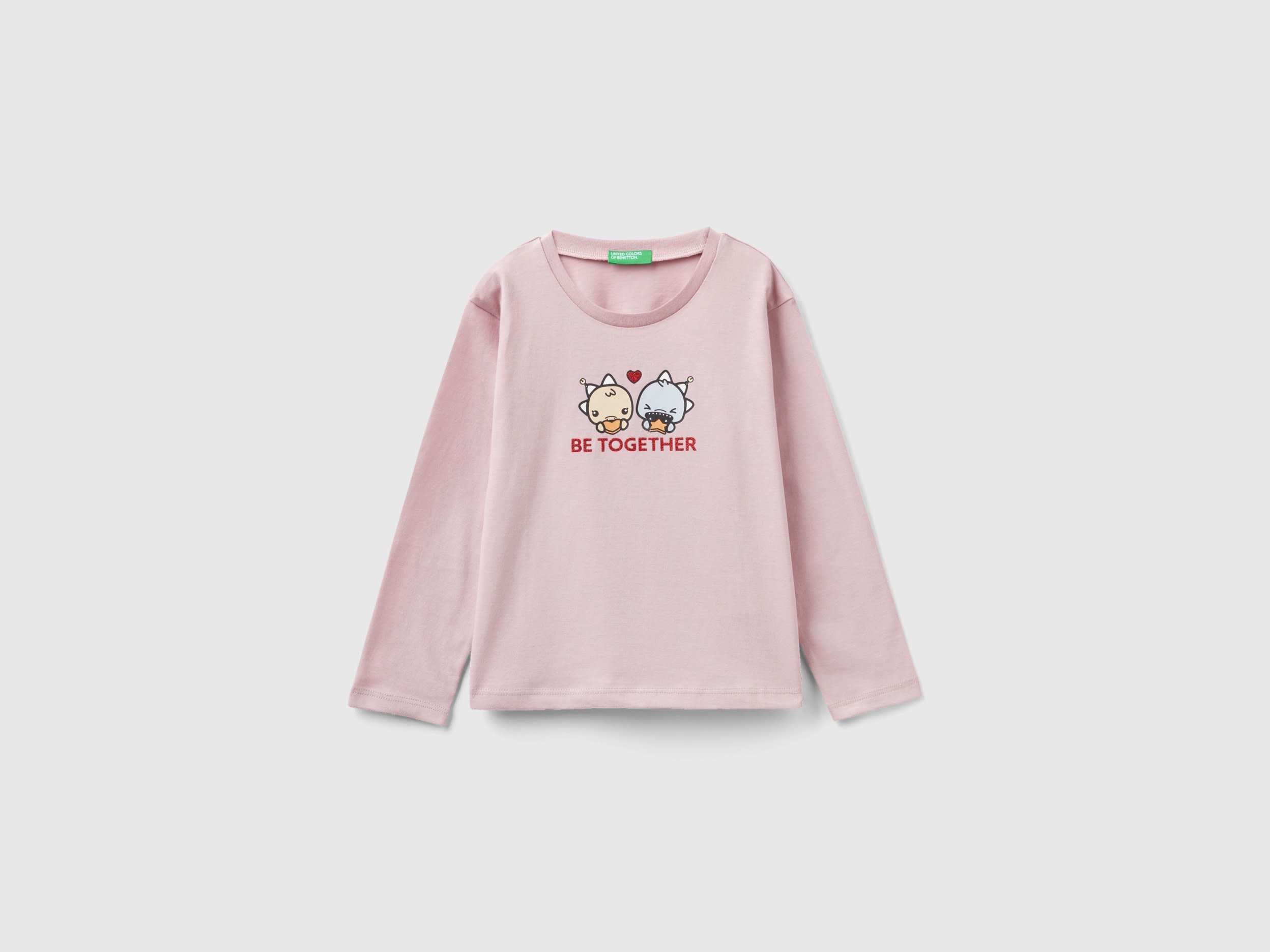 Benetton, Christmas T-shirt In Warm Organic Cotton, size 18-24, Pastel Pink, Kids