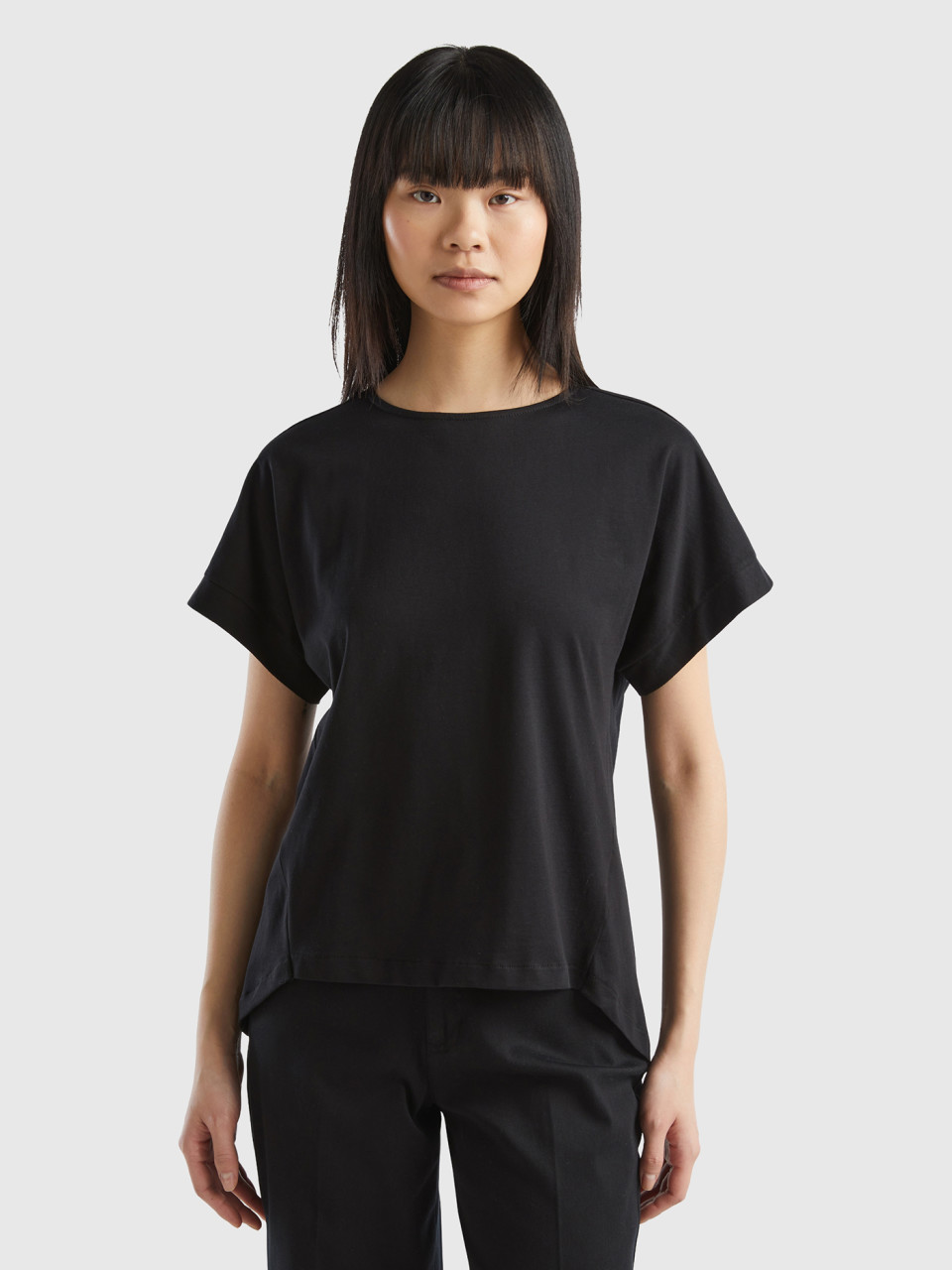 Benetton, T-shirt With Kimono Sleeves, Black, Women