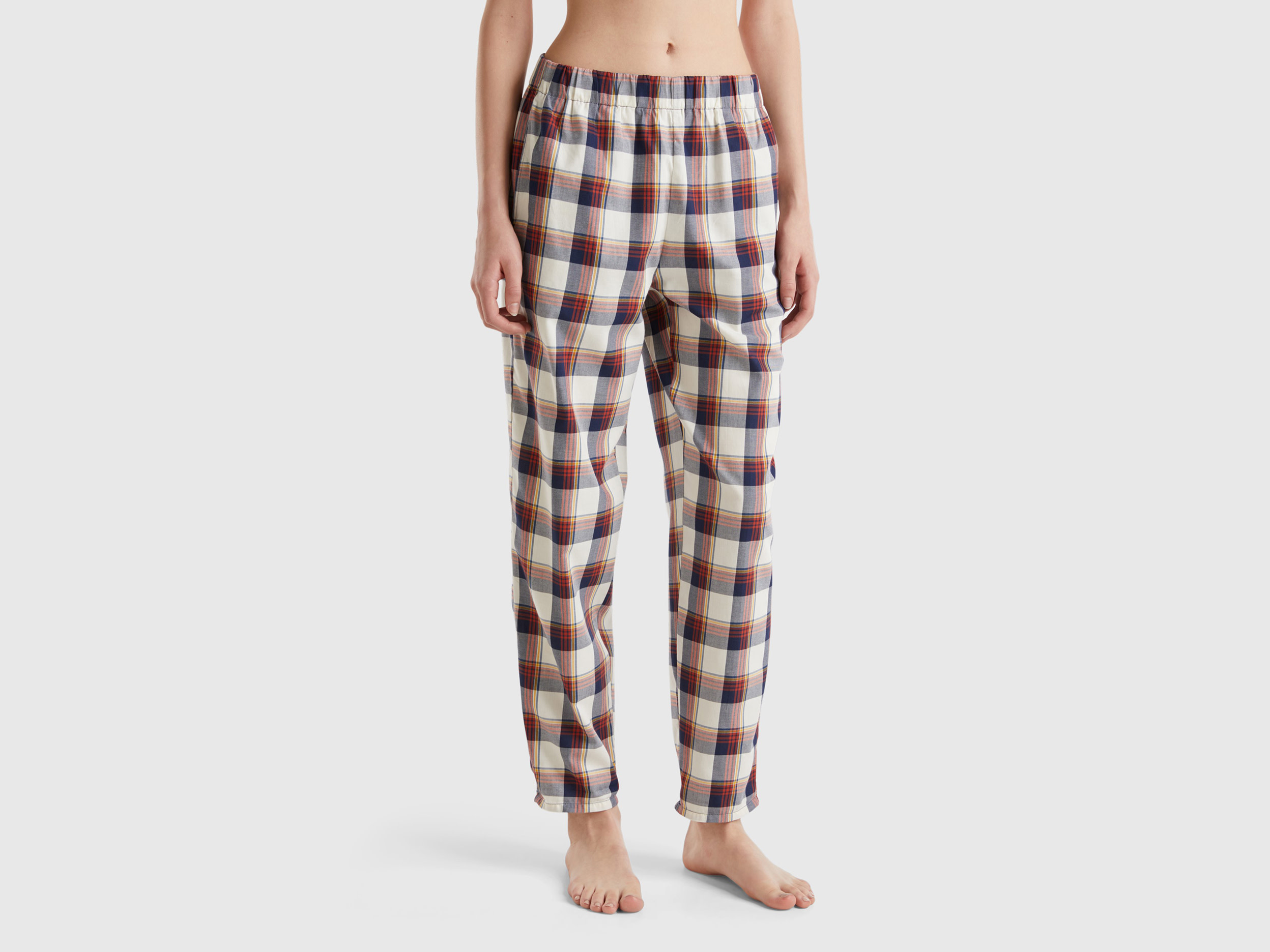 Benetton, Pantaloni Principe Di Galles, Multicolore, Donna