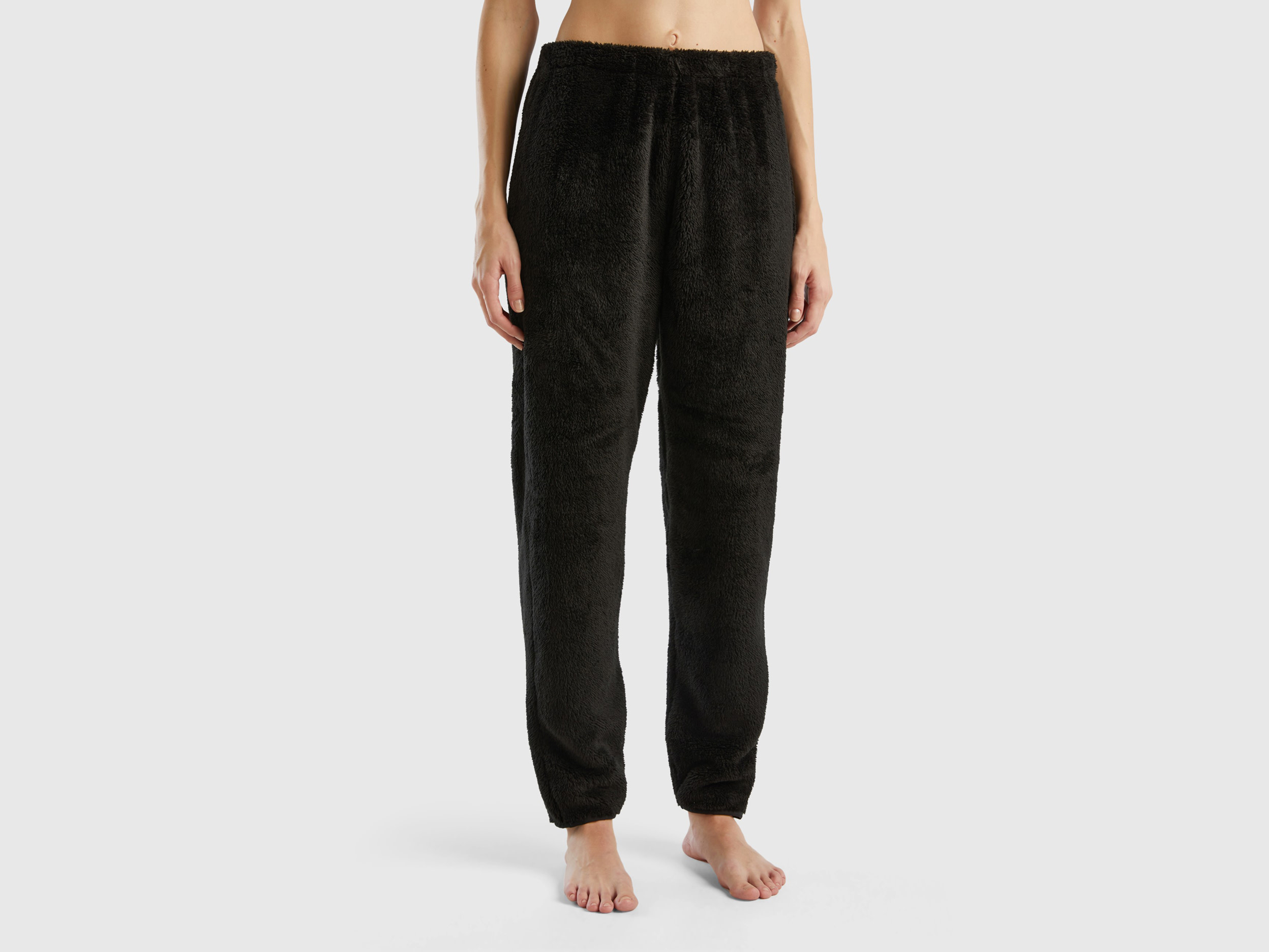 Benetton, Fur Pyjama Trousers, size M, Black, Women