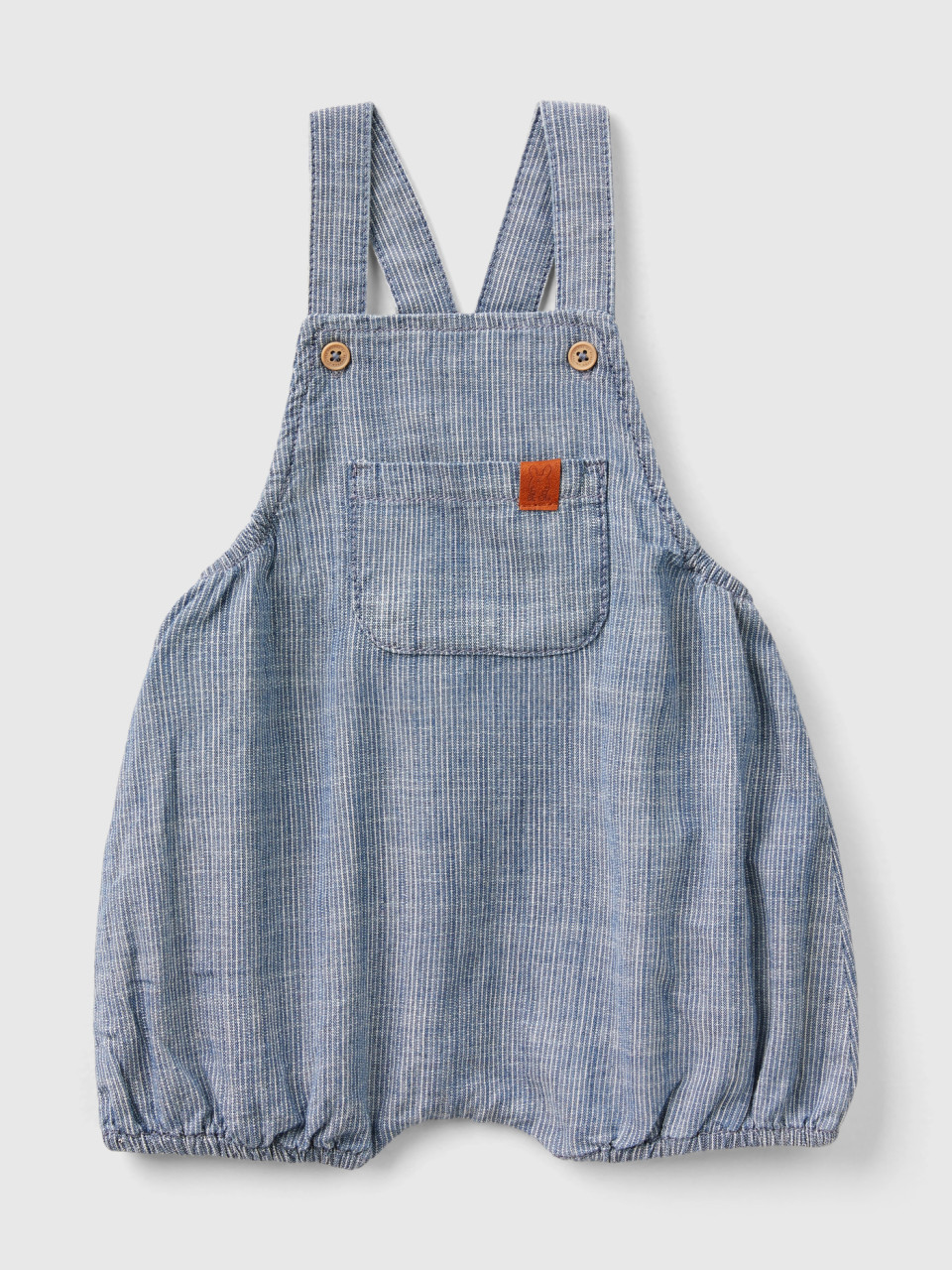 Benetton, Striped Chambray Dungarees, Blue, Kids