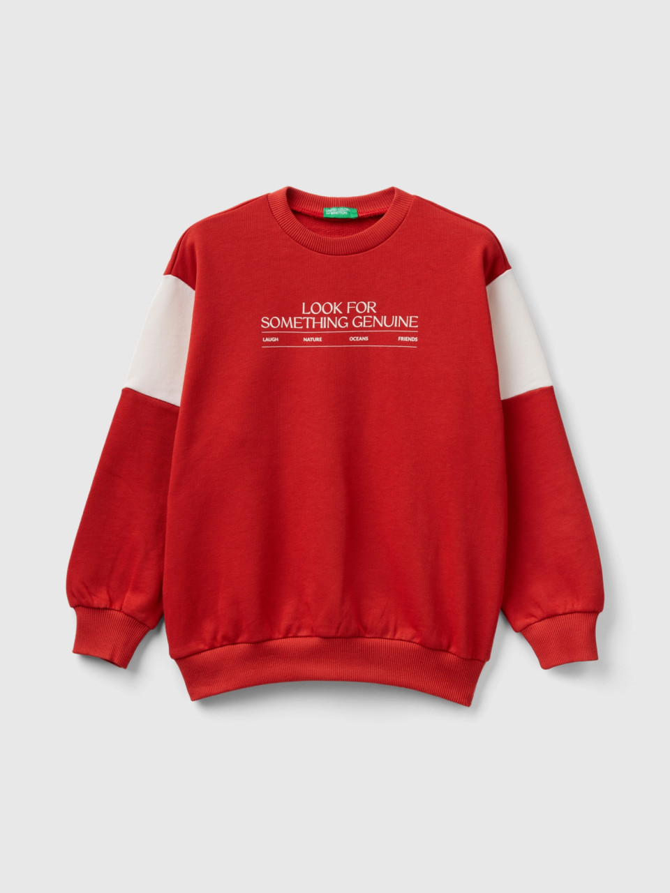 Benetton, Oversized Sweatshirt In Organic Cotton, Red, Kids