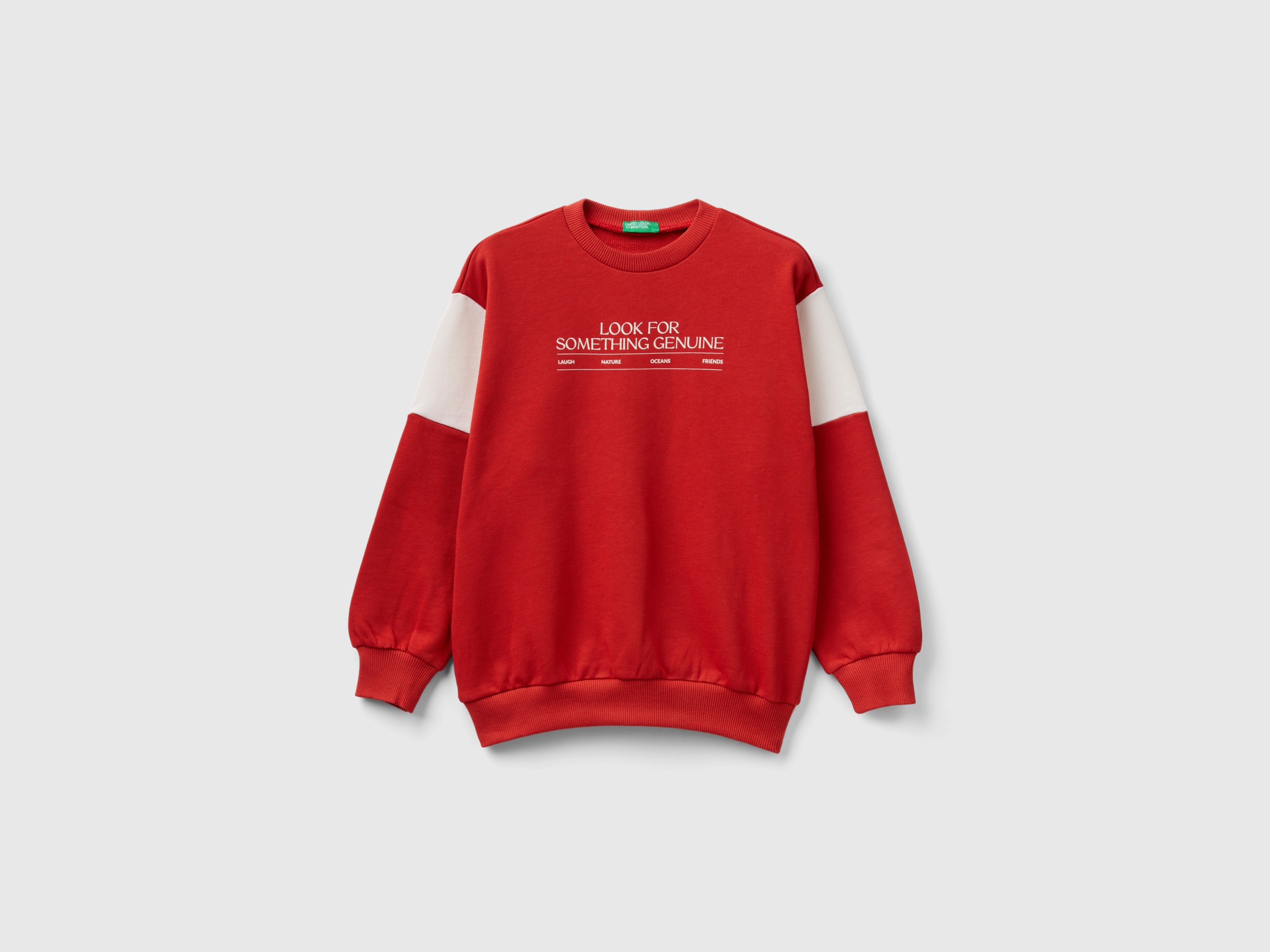 Image of Benetton, Oversized Sweatshirt In Organic Cotton, size M, Red, Kids