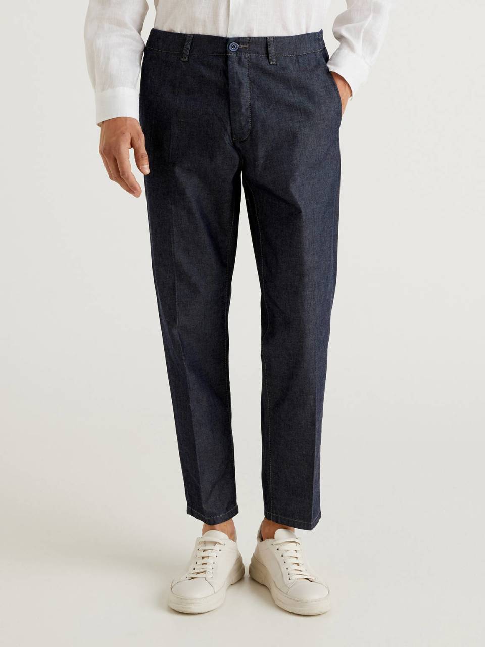 Benetton Trousers in cotton chambray. 1