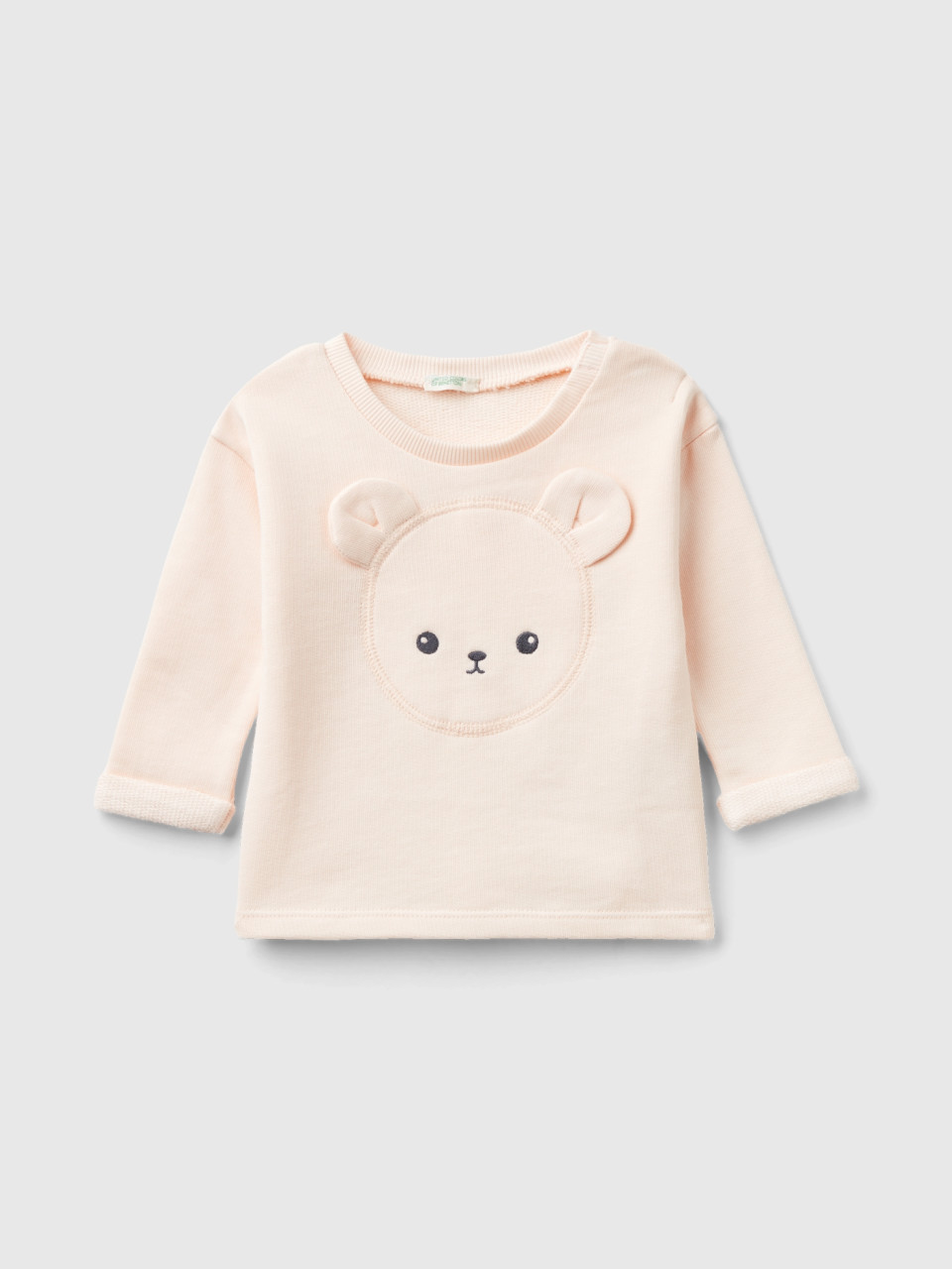 Benetton, Organic Cotton Sweatshirt With Embroidery, Peach, Kids