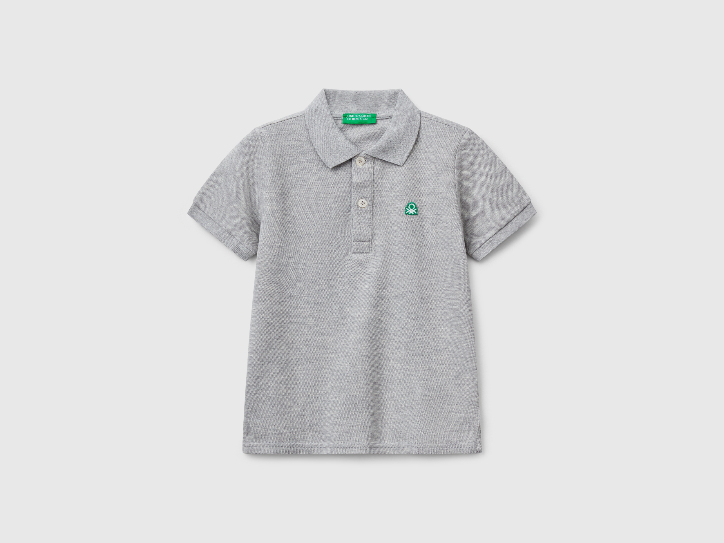 United Colors of Benetton Benetton, Πόλο Κοντομάνικο Από Αγνό Βαμβακερό, size 18-24, Ανοιχτο Γκρι, Παιδικά