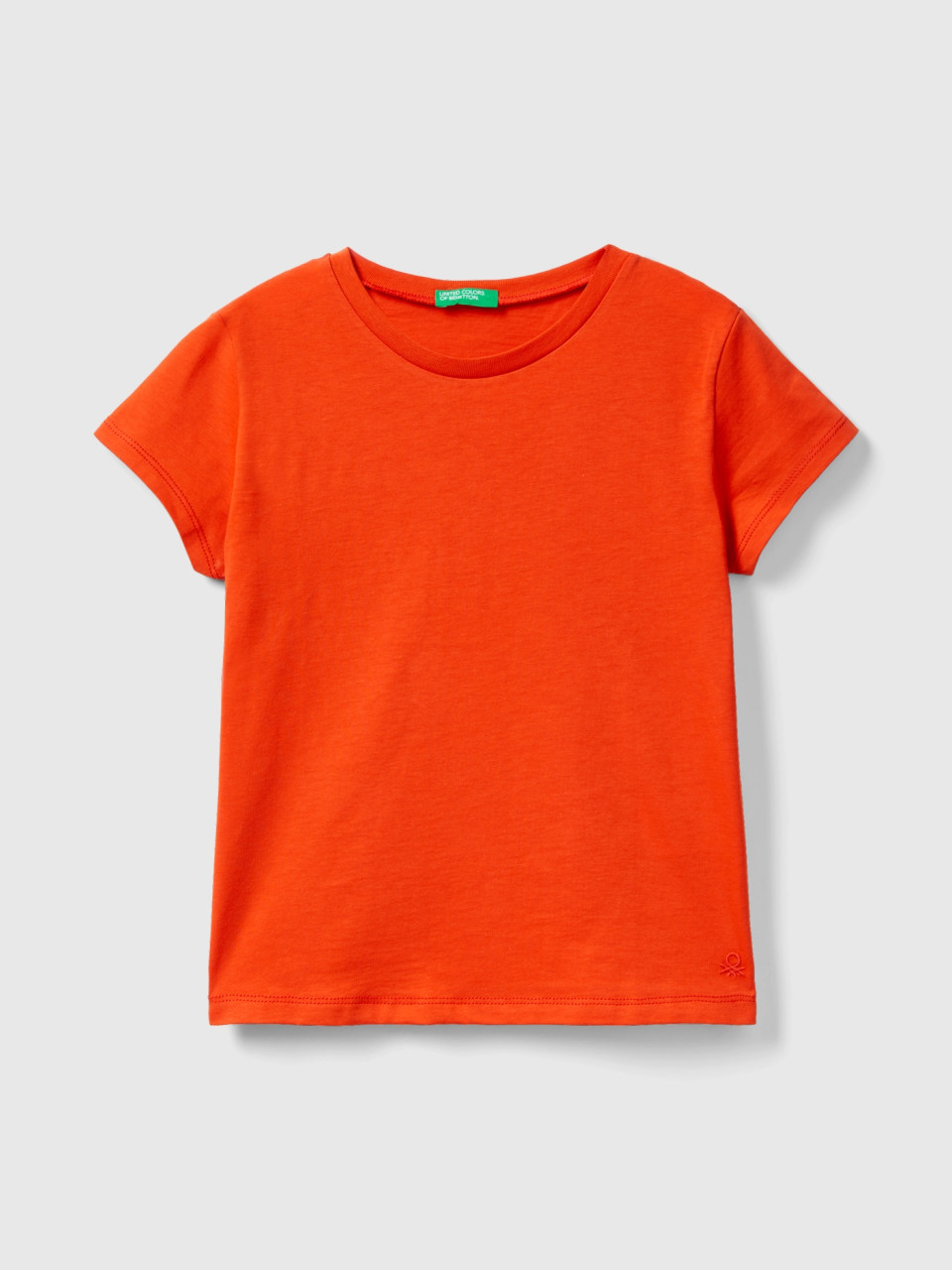 Benetton, Camiseta De 100 % Algodón Orgánico, Rojo, Niños