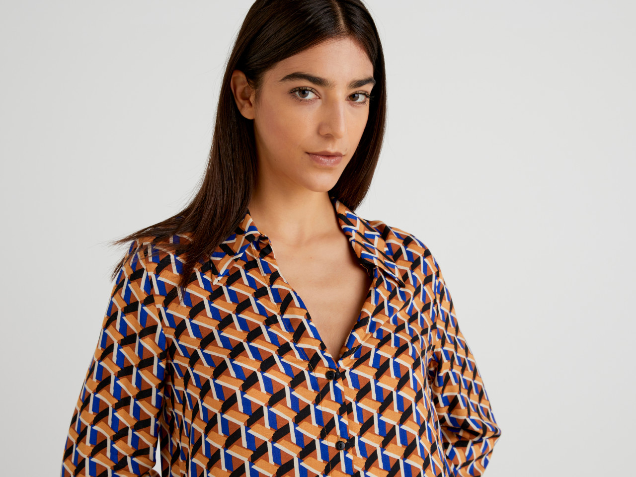 United Colors of Benetton Slip-over blouse volledige print casual uitstraling Mode Blouses Slip-over blouses 