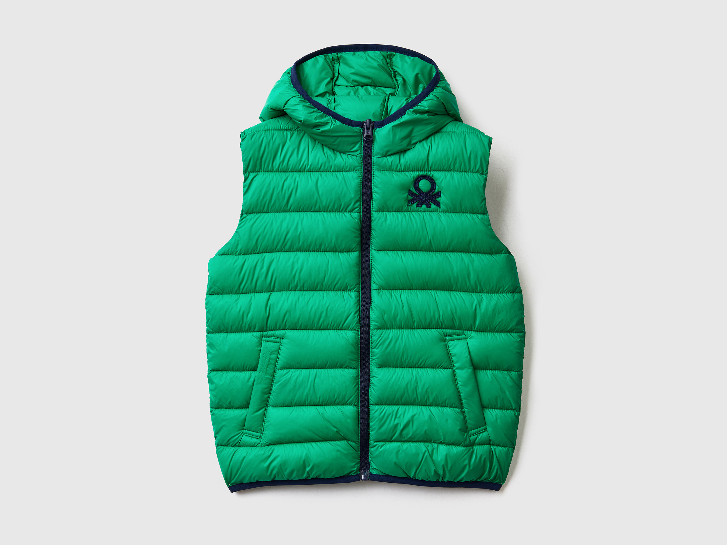 Benetton, Padded Jacket With Hood, size L, Green, Kids