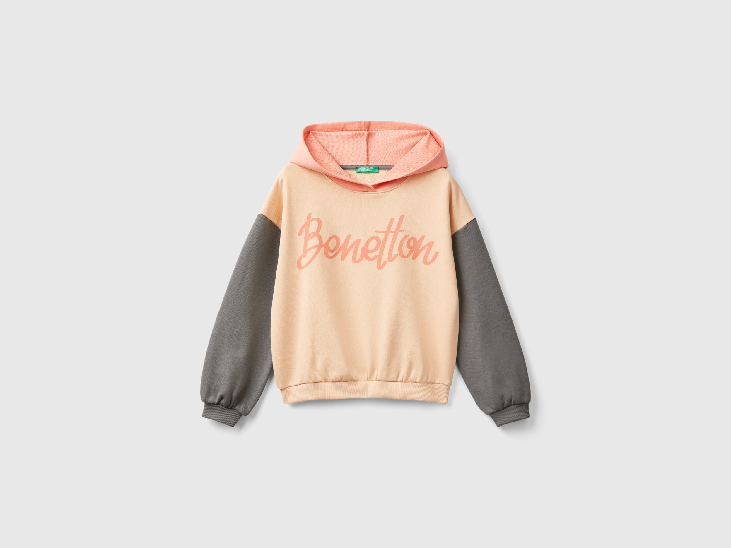 Benetton, Felpa Con Cappuccio 100% Cotone, Multicolore, Bambini