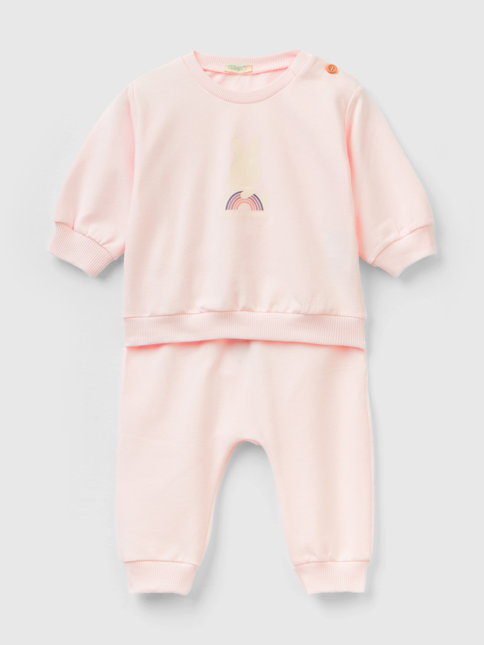 Benetton, Light Sweat Outfit, Soft Pink, Kids