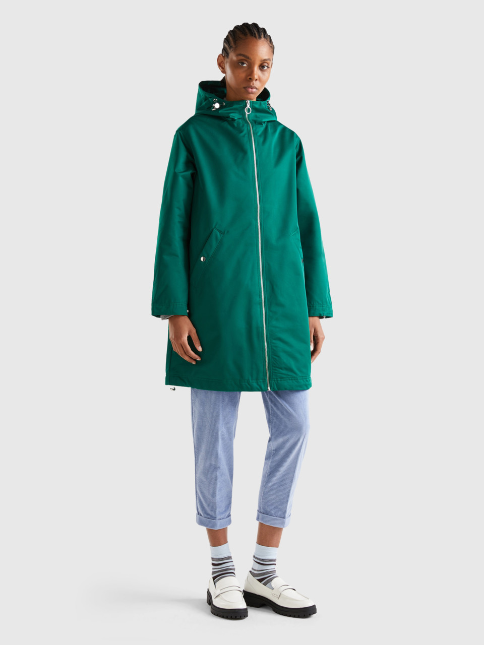 Benetton, Nylon Rainproof Jacket, Green, Women