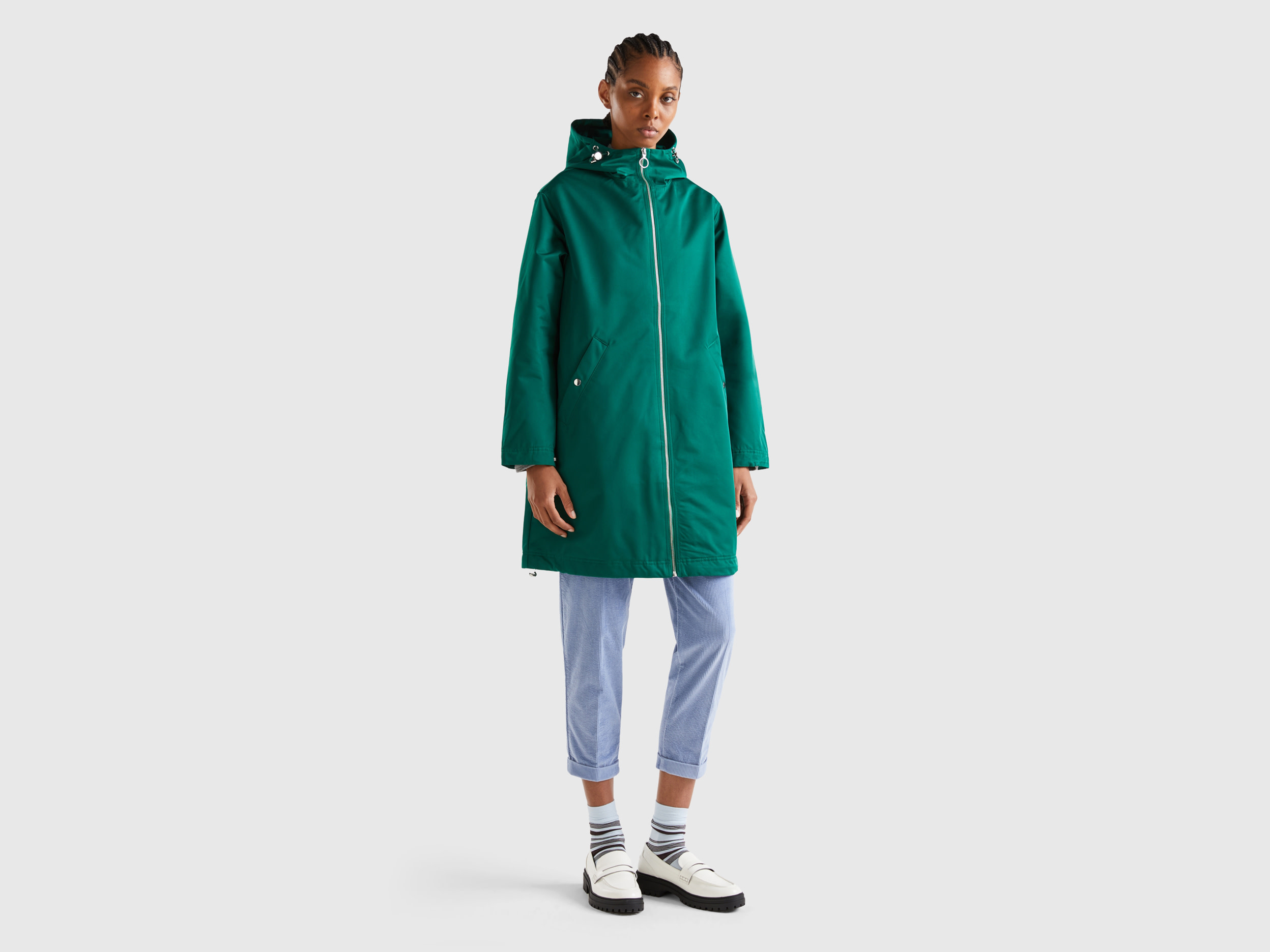 Benetton, Nylon Rainproof Jacket, size S, Green, Women