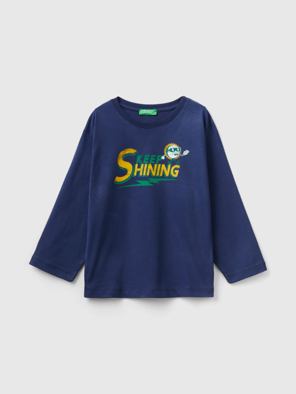 Benetton, T-shirt À Imprimé Oversize, Bleu Foncé, Enfants