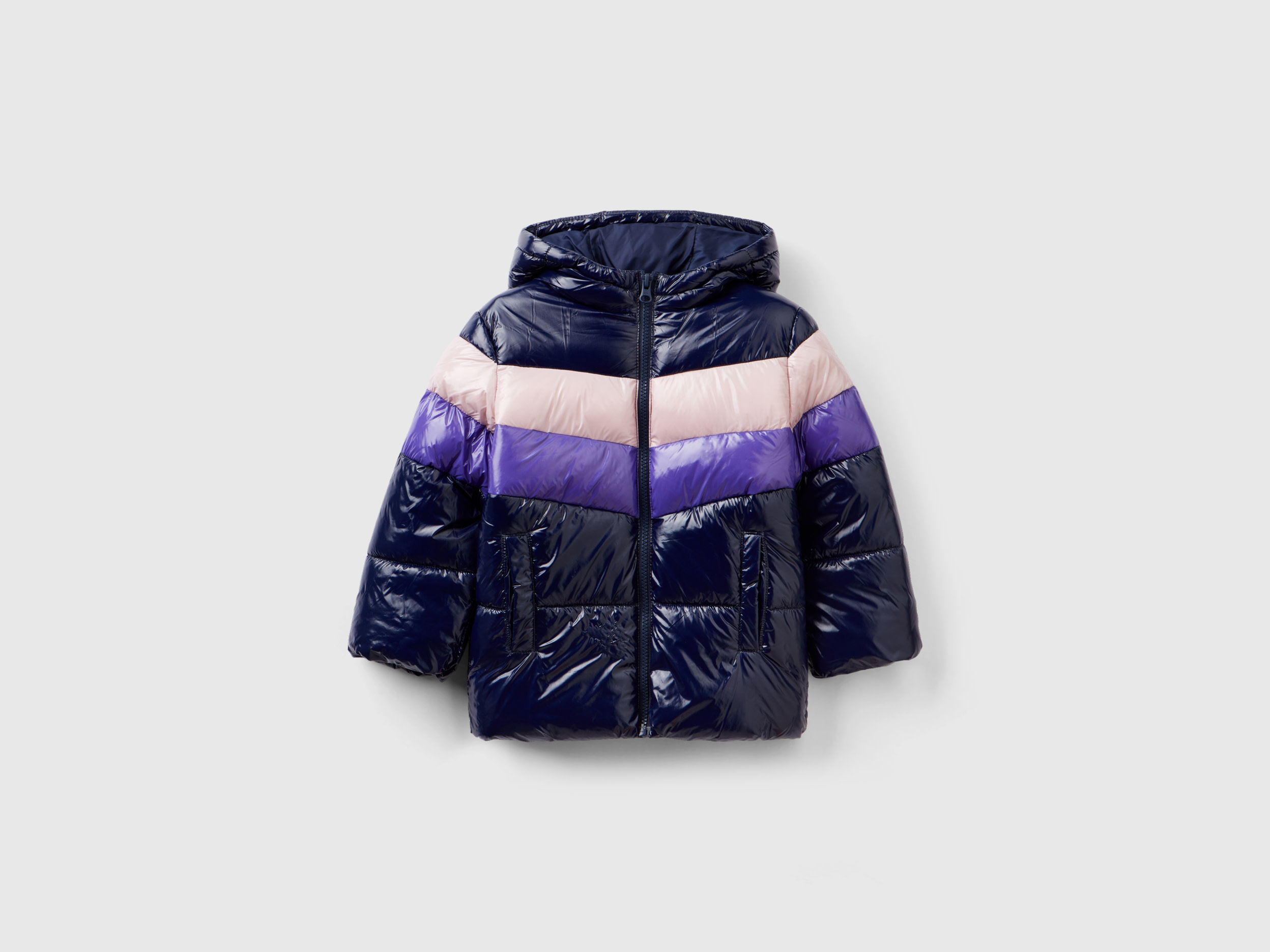 Benetton, Color Block Padded Jacket, size 2-3, Dark Blue, Kids