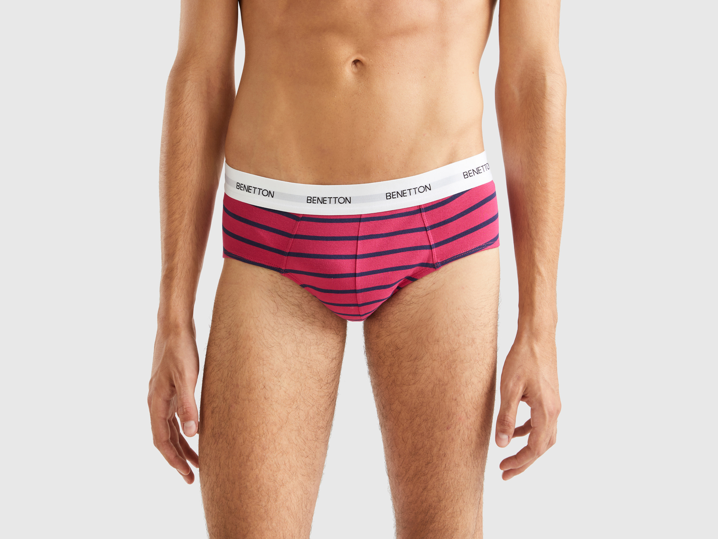 Benetton, Striped Underwear In Stretch Organic Cotton, size S, Multi-color, Men