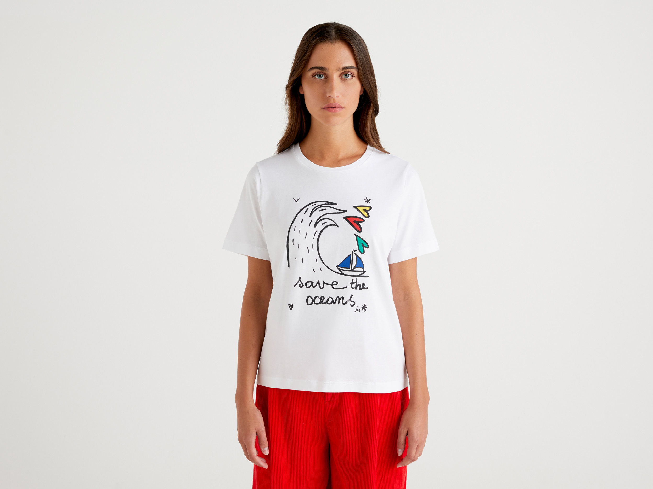 Benetton, T-shirt À Imprimé Jccxucb, taille XL, Blanc, Femme