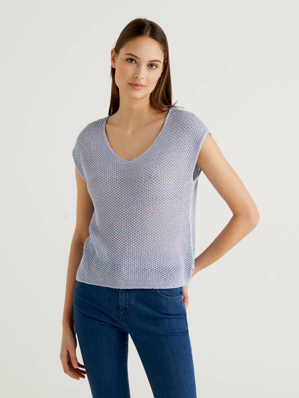 Benetton Mesh knit sweater in 100% cotton. 1