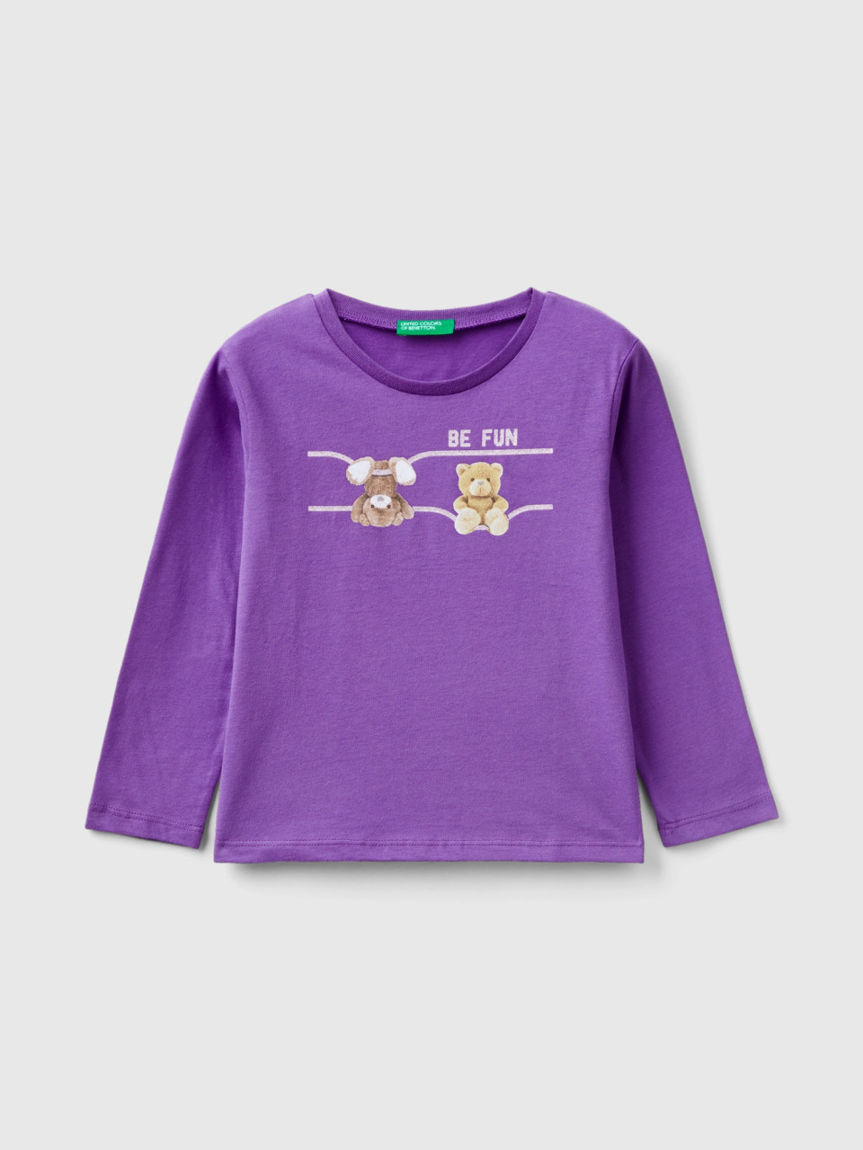Benetton, T-shirt With Photo Print, Violet, Kids