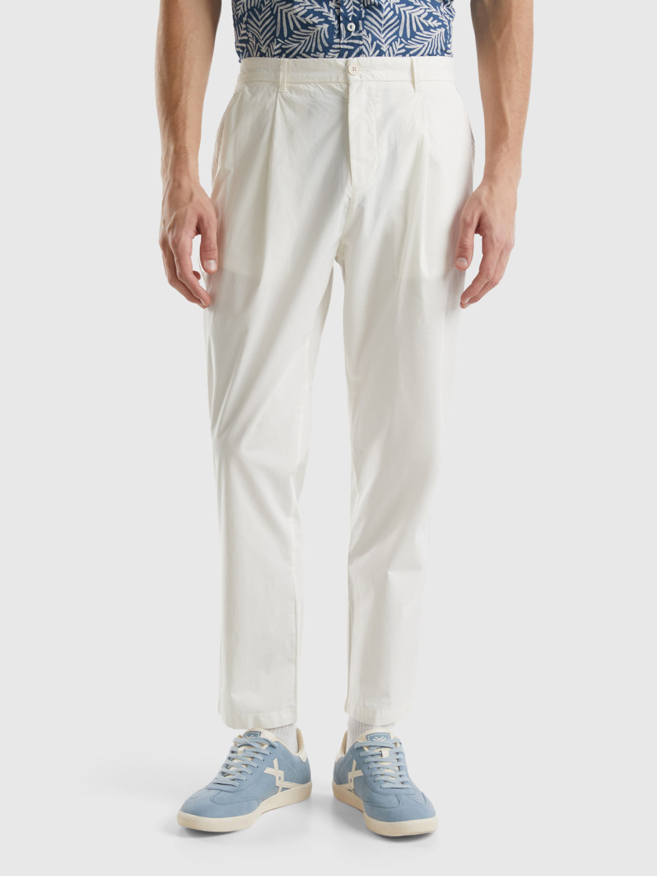 Benetton, Chino Coupe Carrot, Crème, Homme