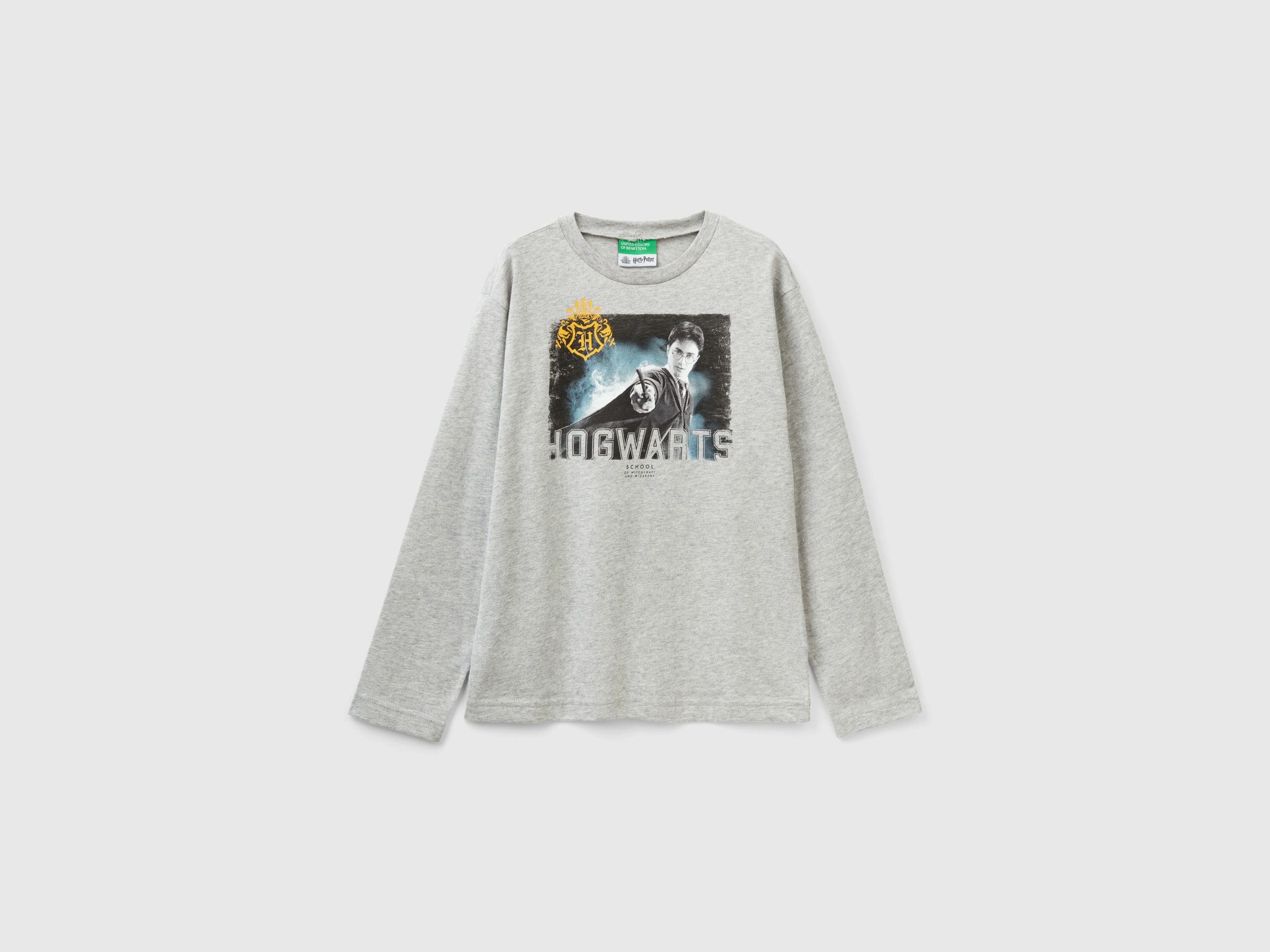 Benetton, Long Sleeve Harry Potter T-shirt, size L, Light Gray, Kids